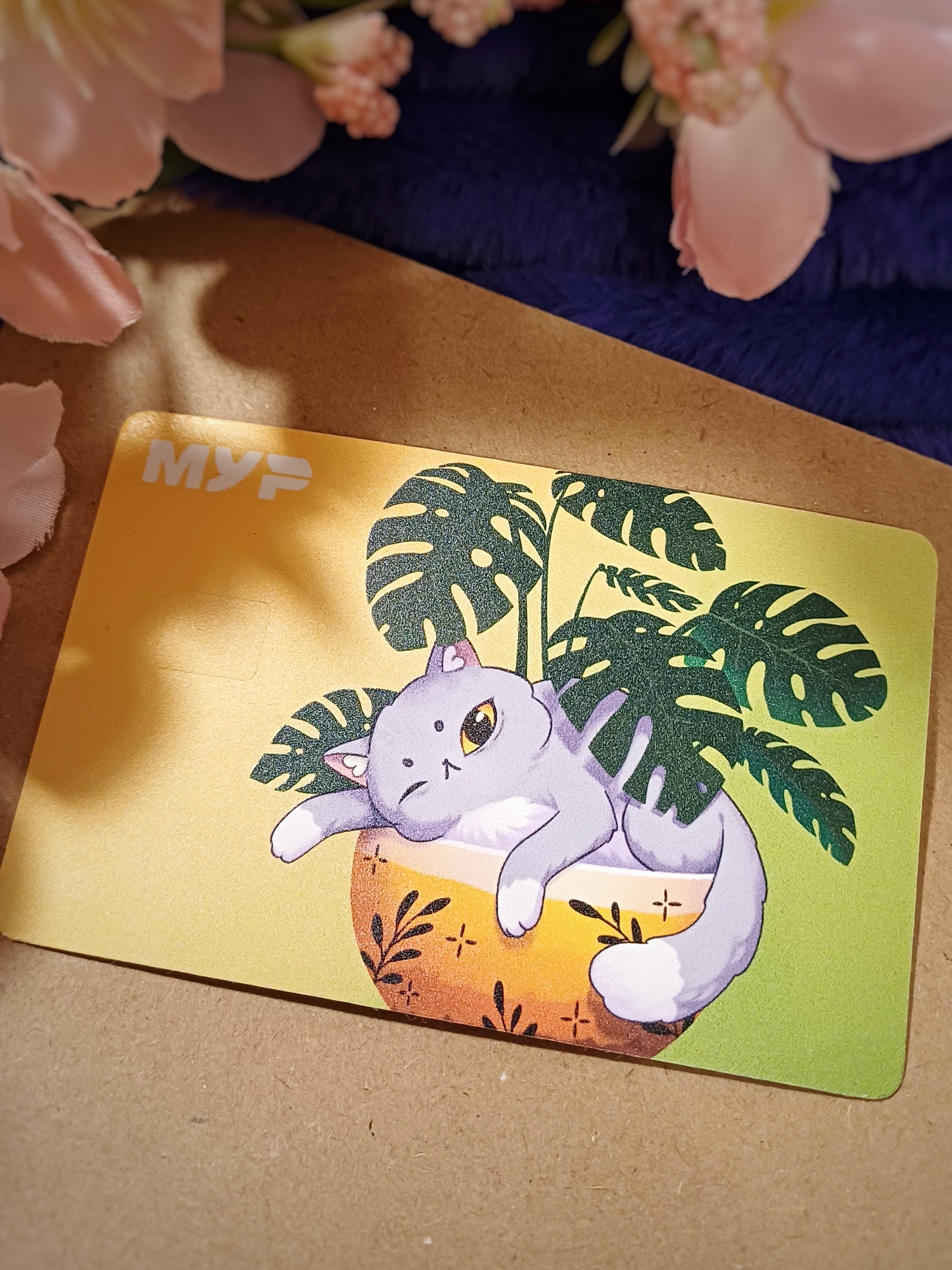 Наклейка на карту "котик в горшке"