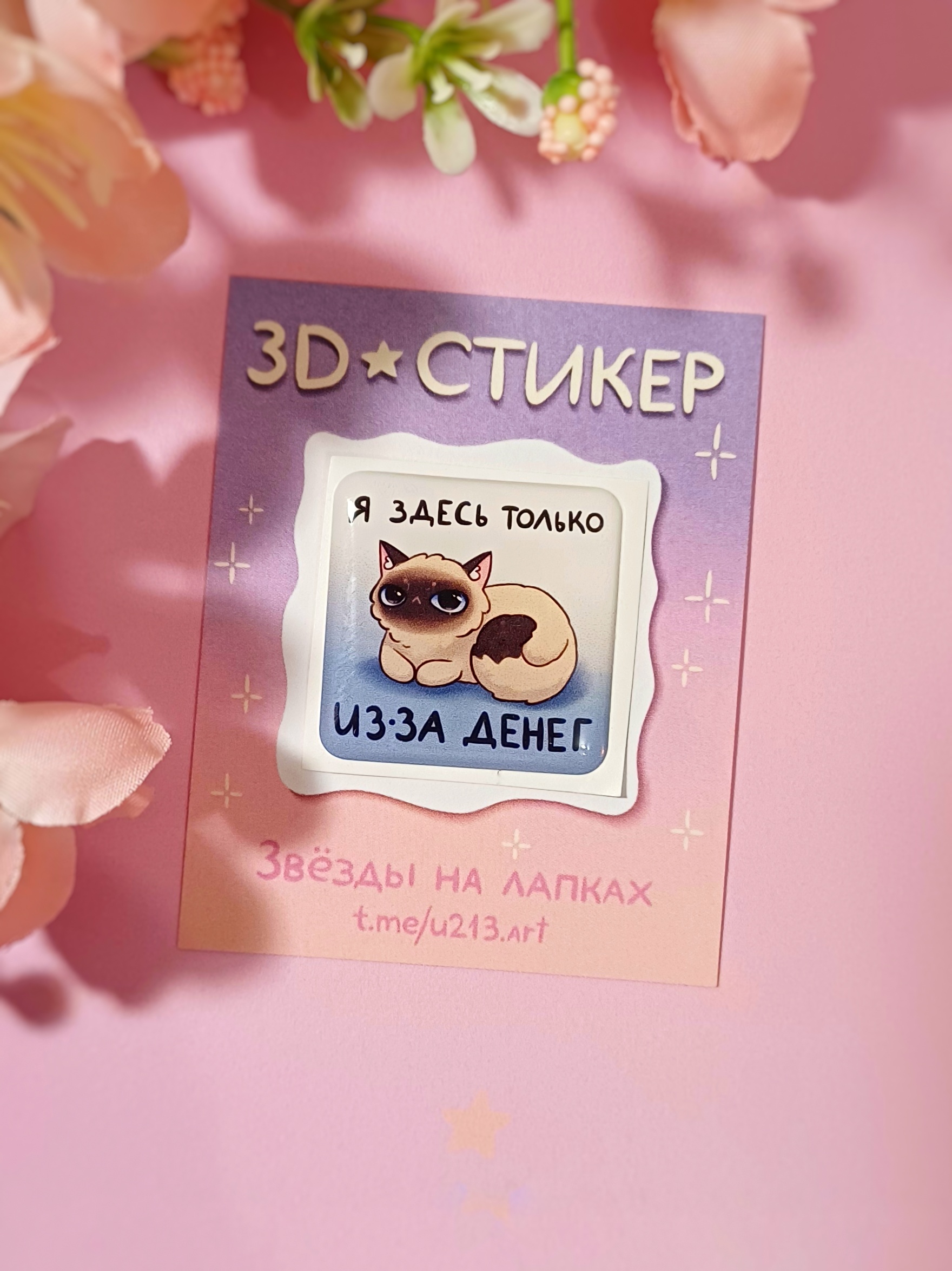 Стикер 3д "изза денег"