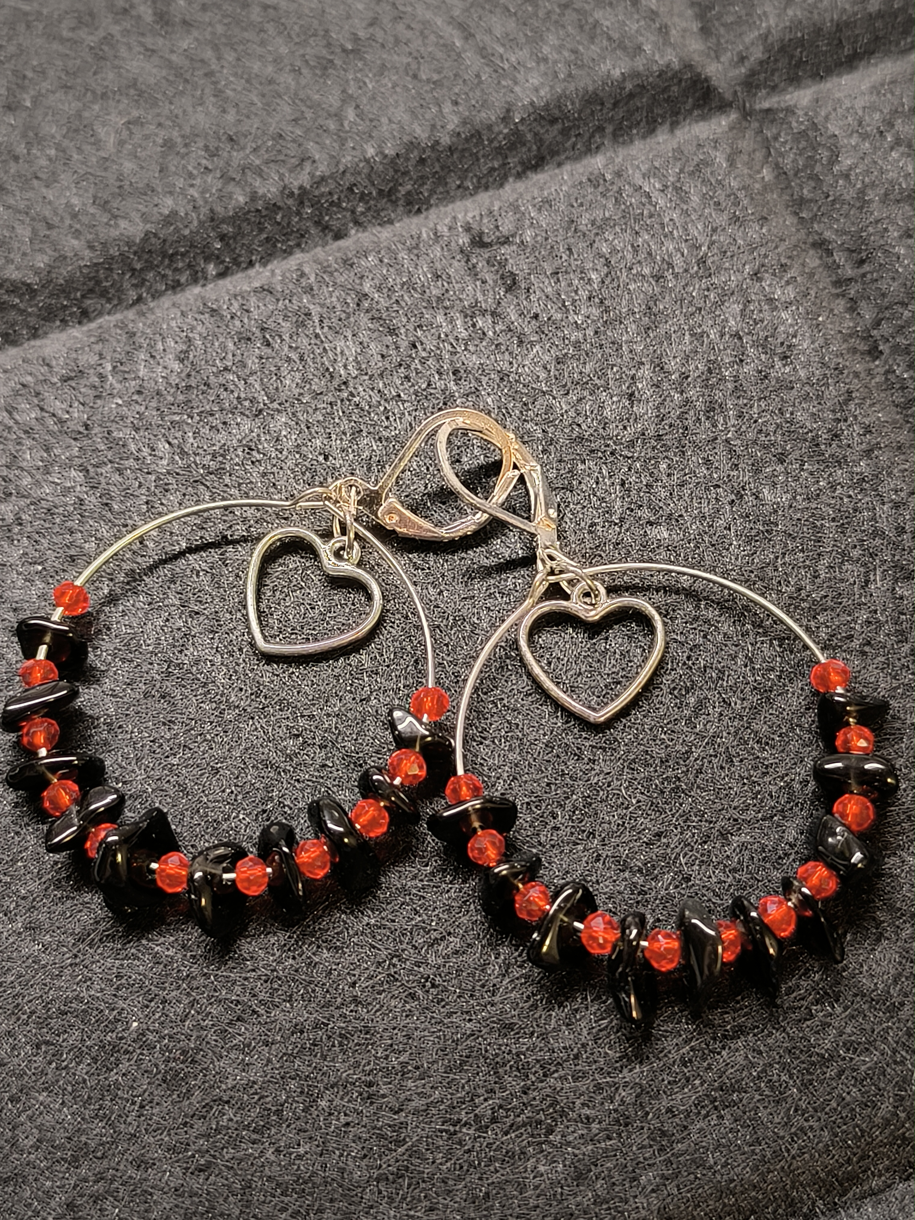 Серьги агат черный/красный