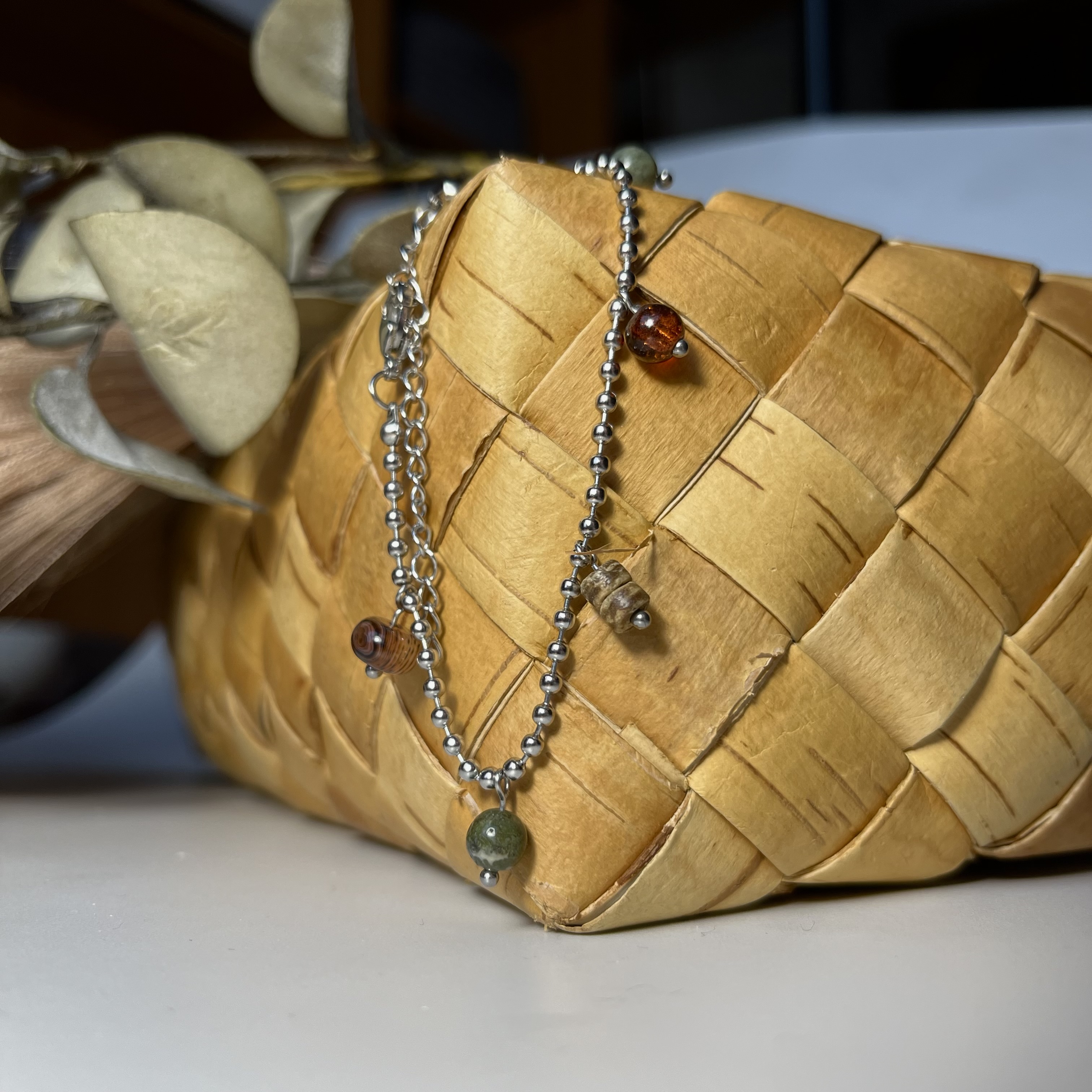 Браслет с сердоликом и агатом