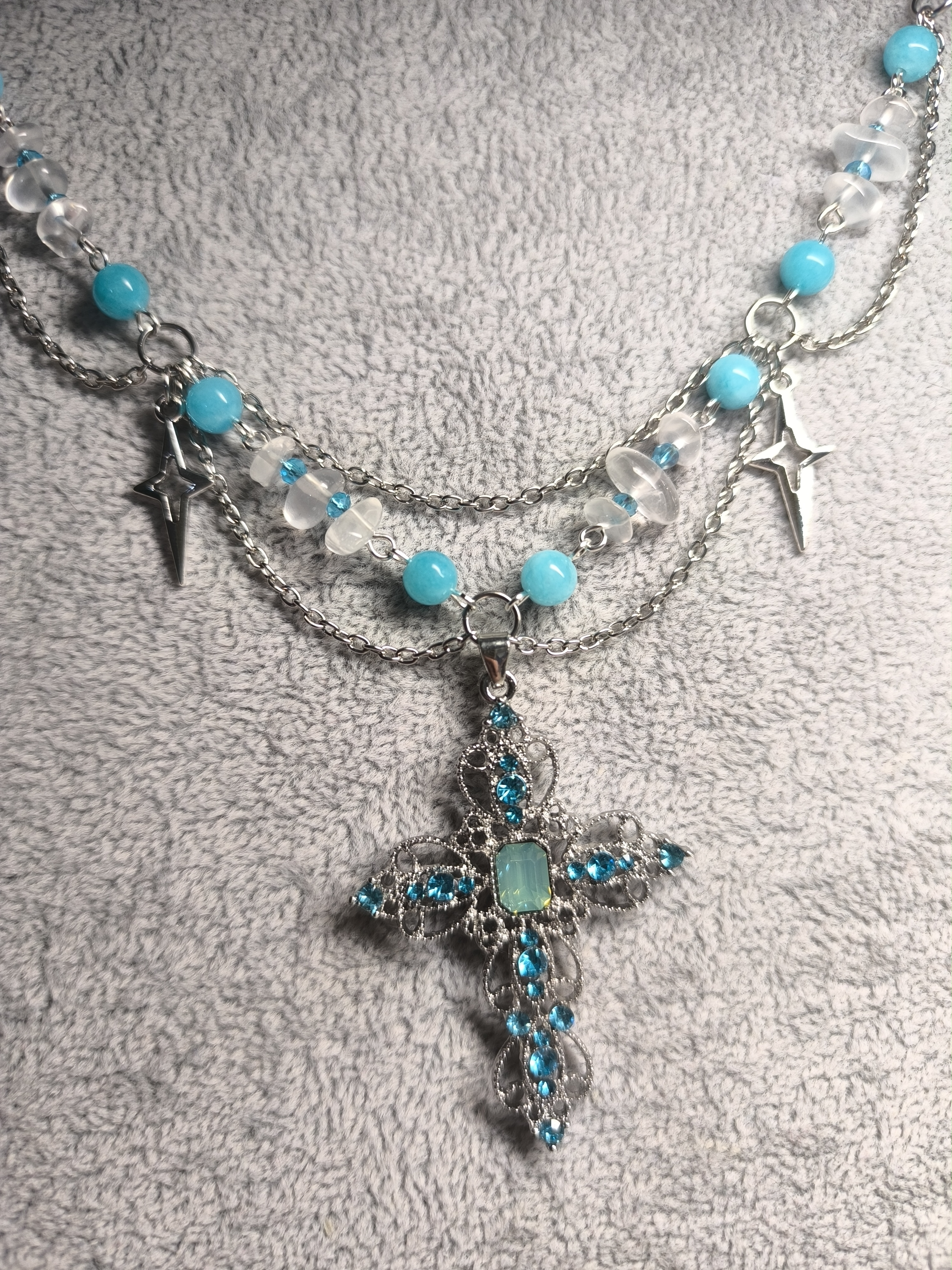 Ожерелье амазонит и кварц