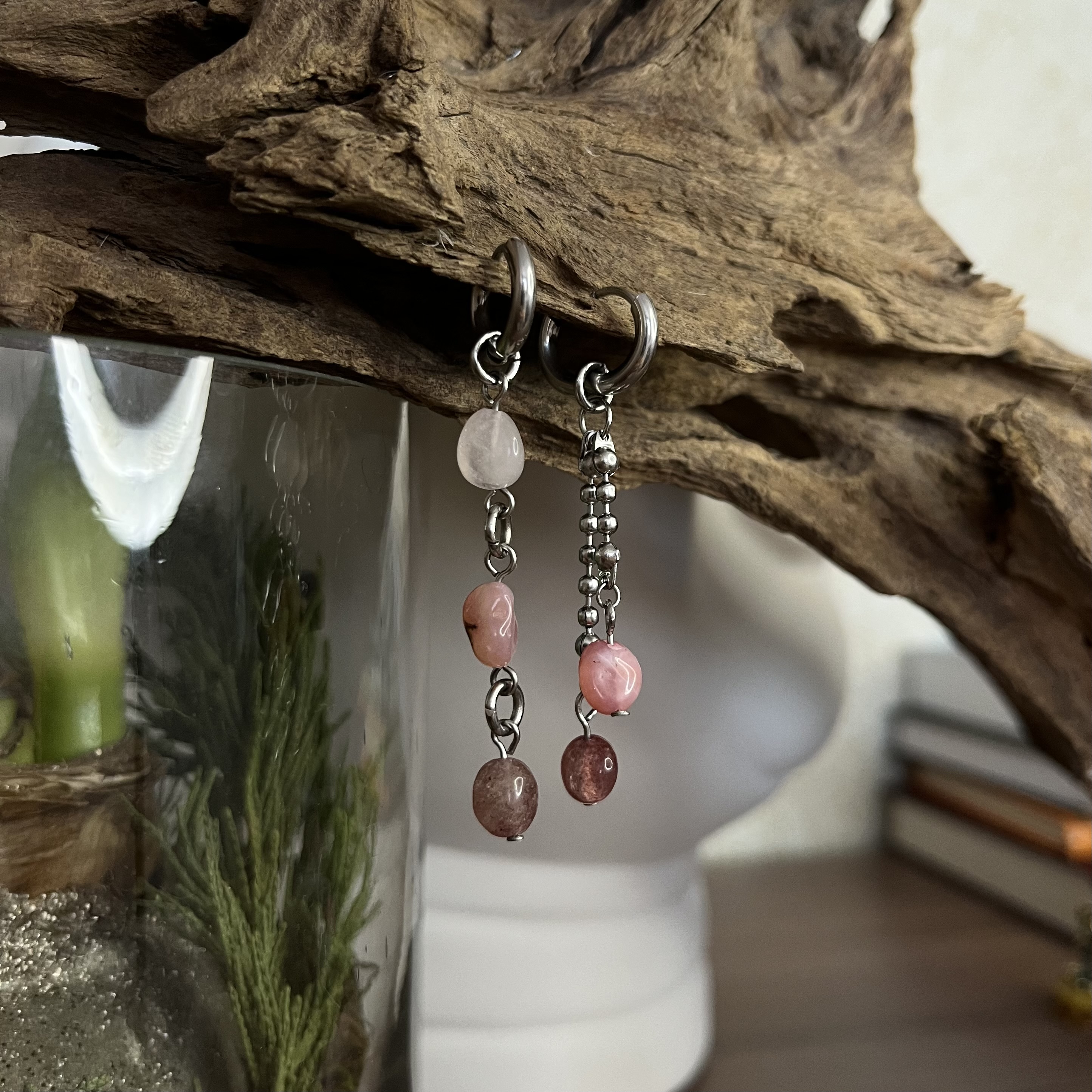 Серьги-конго «Розовые камни»