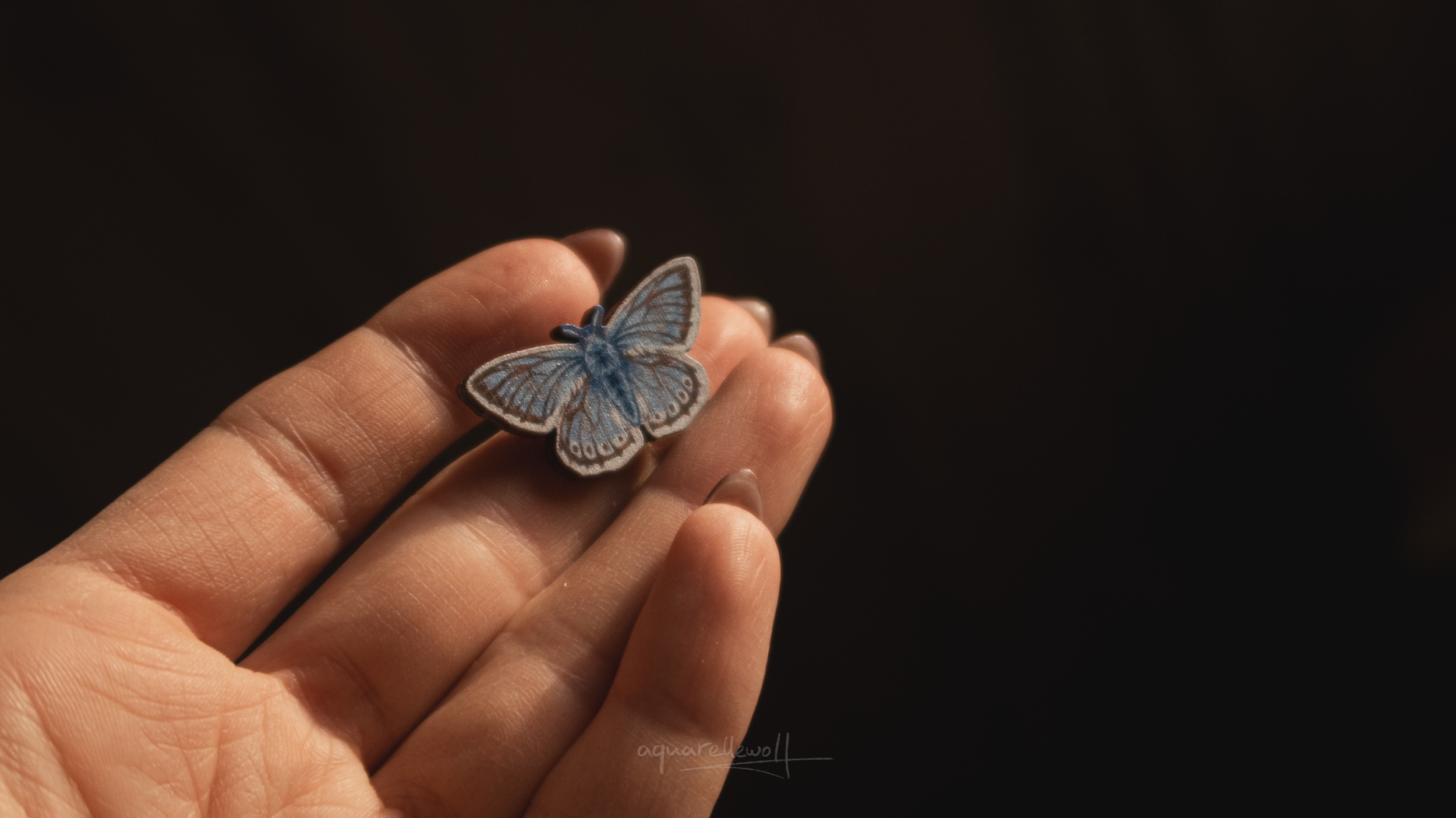 Значок дерев. “Бабочка Голубянка”