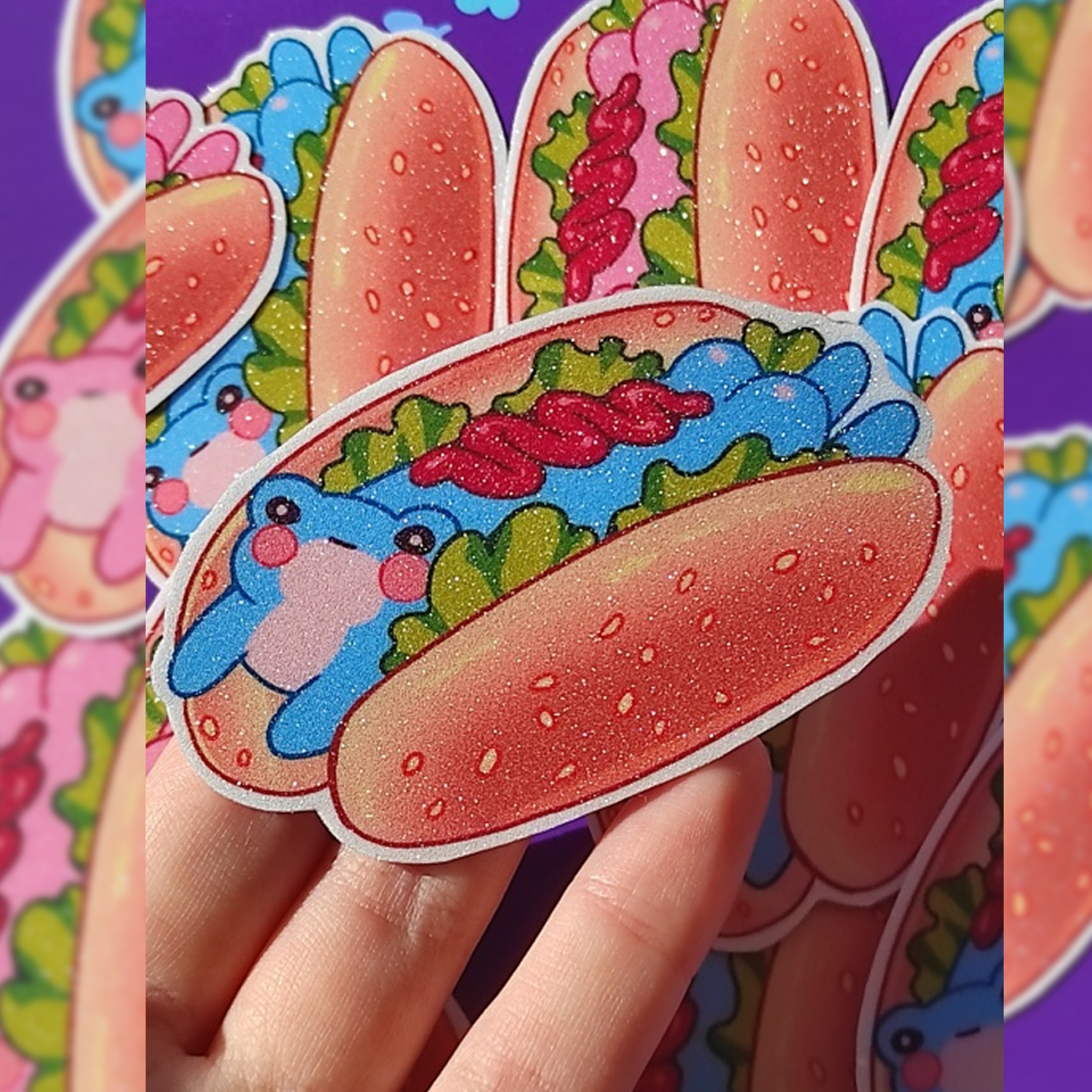 Одиночный стикер "Фрог-дог" (голубой)