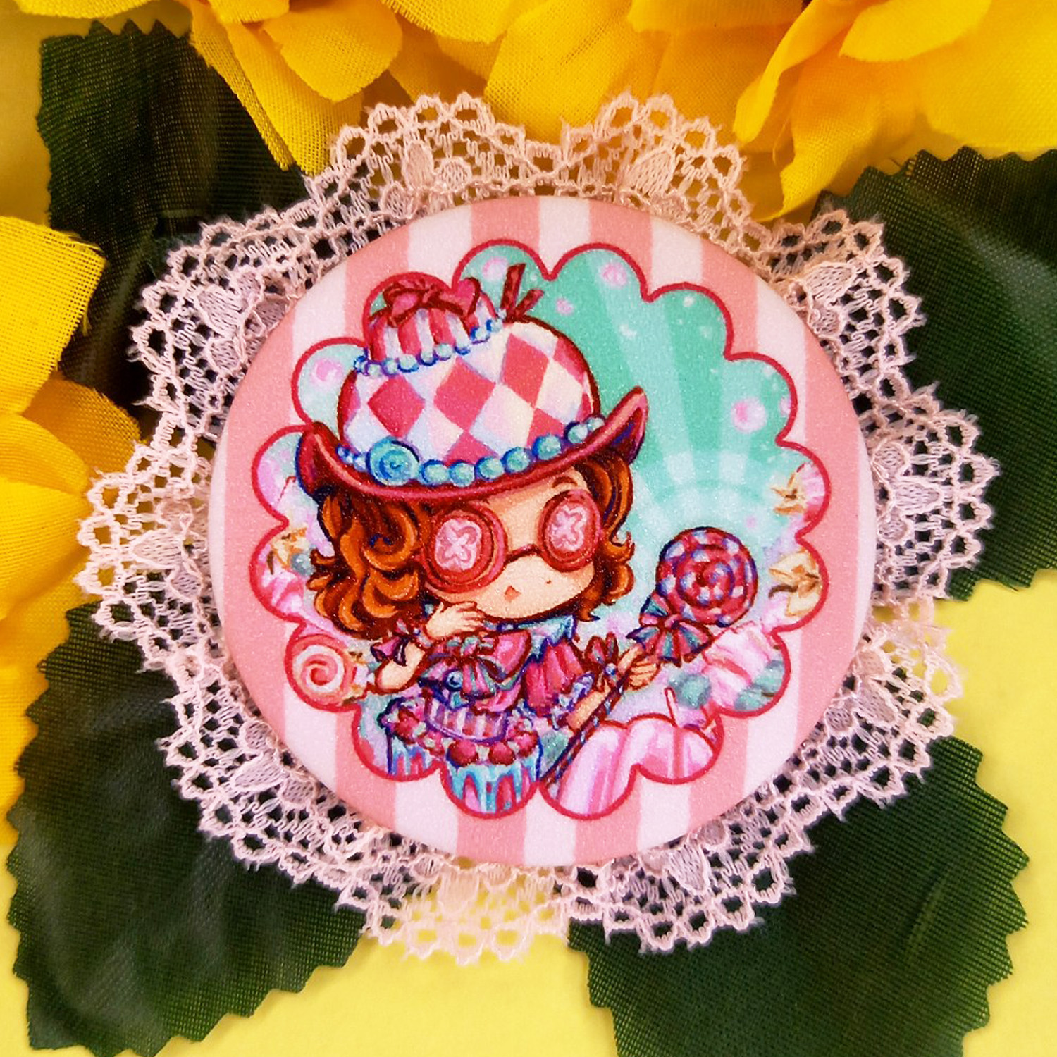 Значок 50 мм сахар Pink Cake