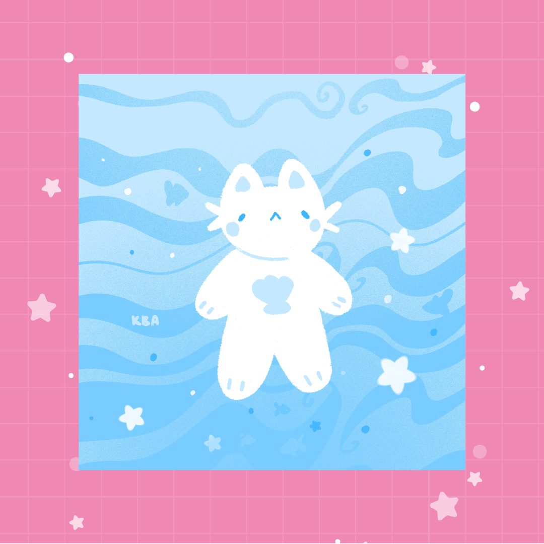 Принт Котик на волнах