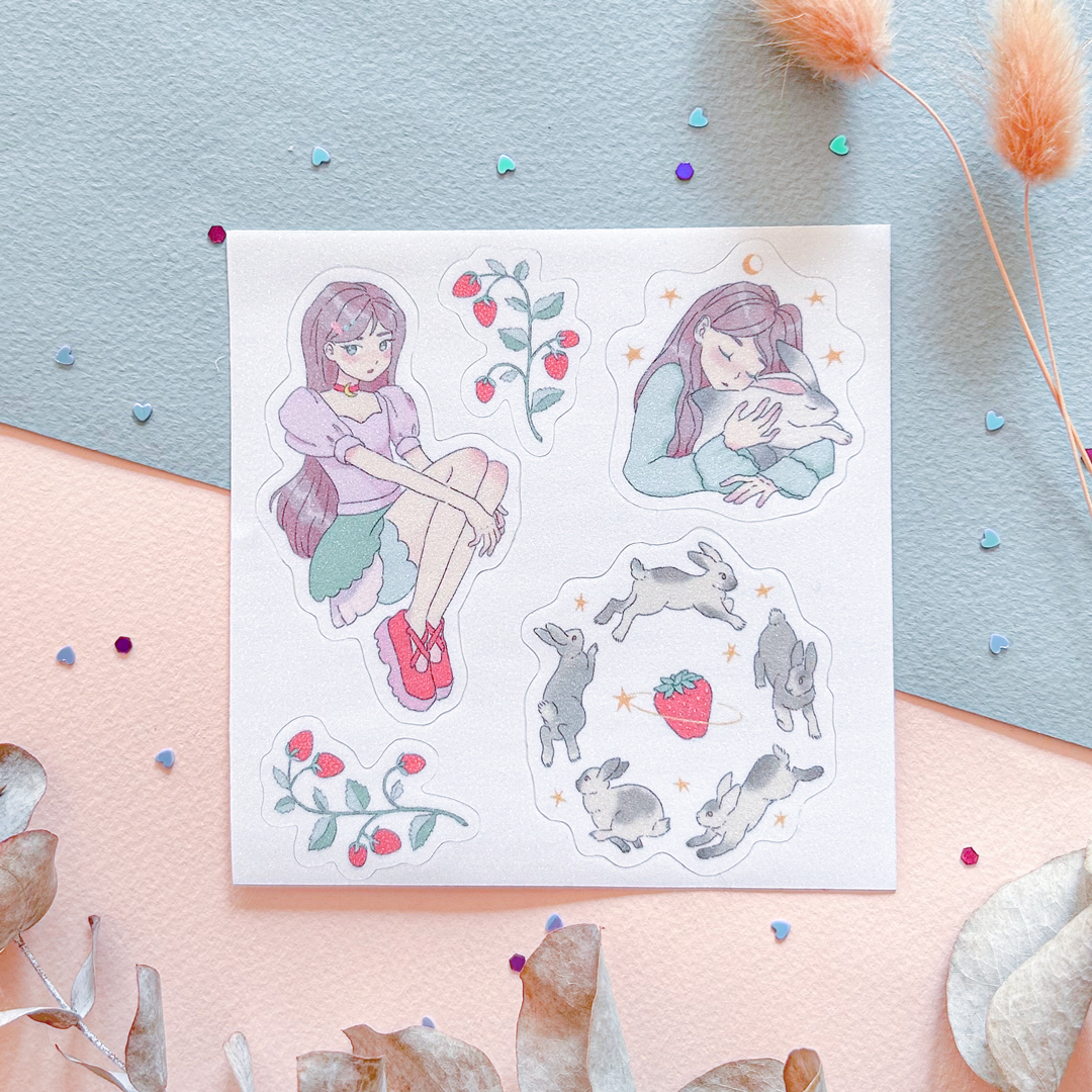 Стикерпак "Клубничные сны" 10х10