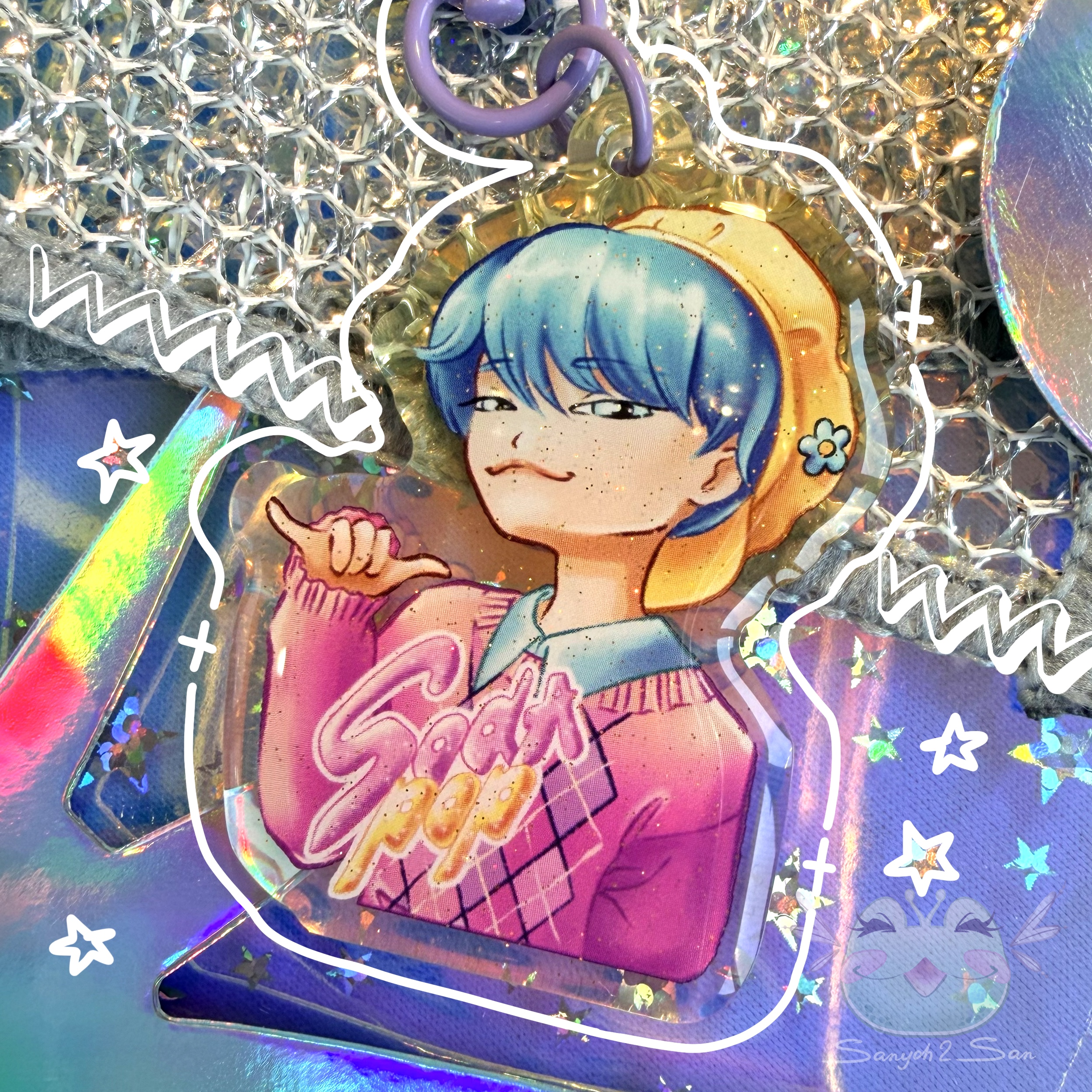 Брелок акрил дв-ый, глиттер, 5 см, KPOP D.H., BABY