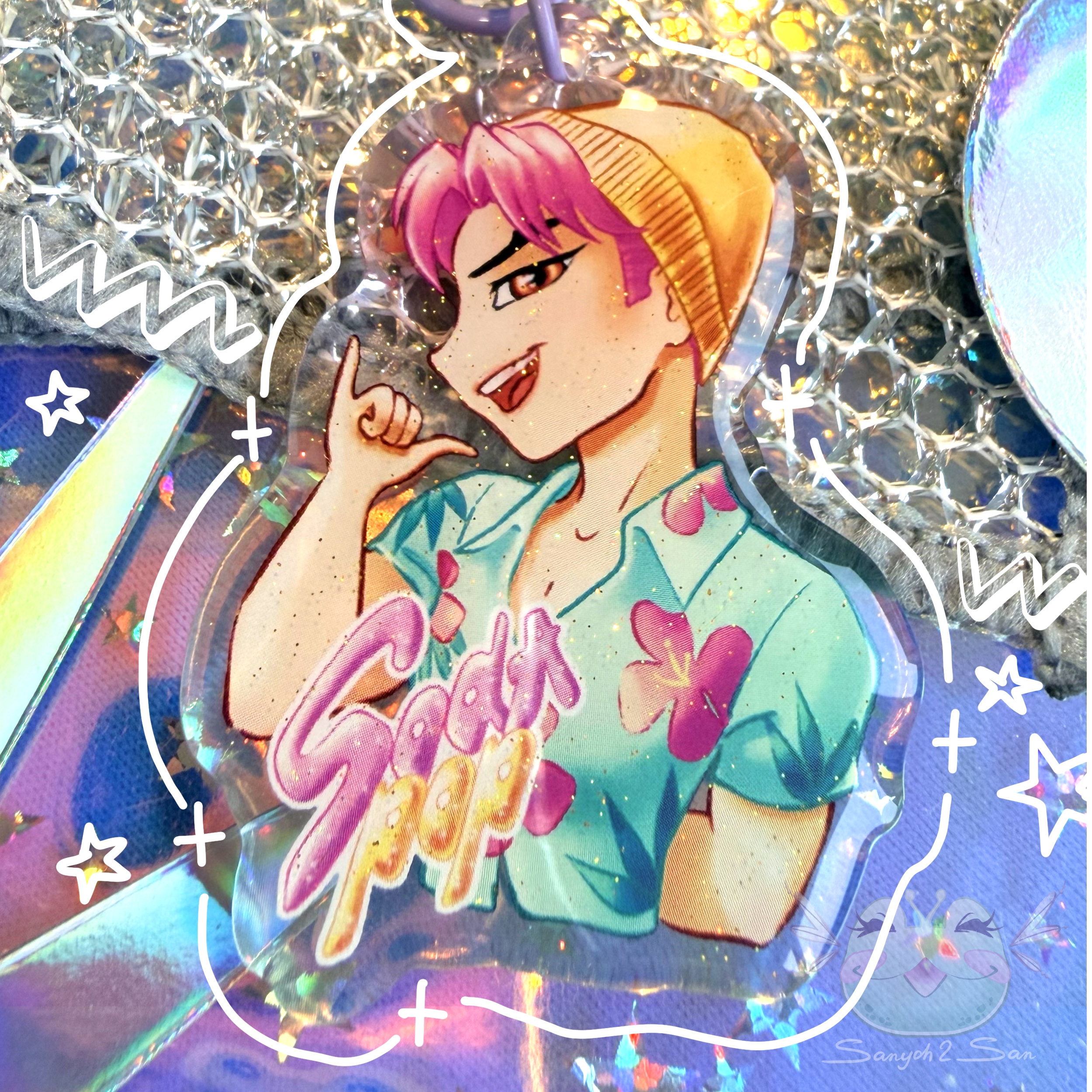 Брелок акрил дв-ый, глиттер, 5 см, KPOP D.H., ABBY