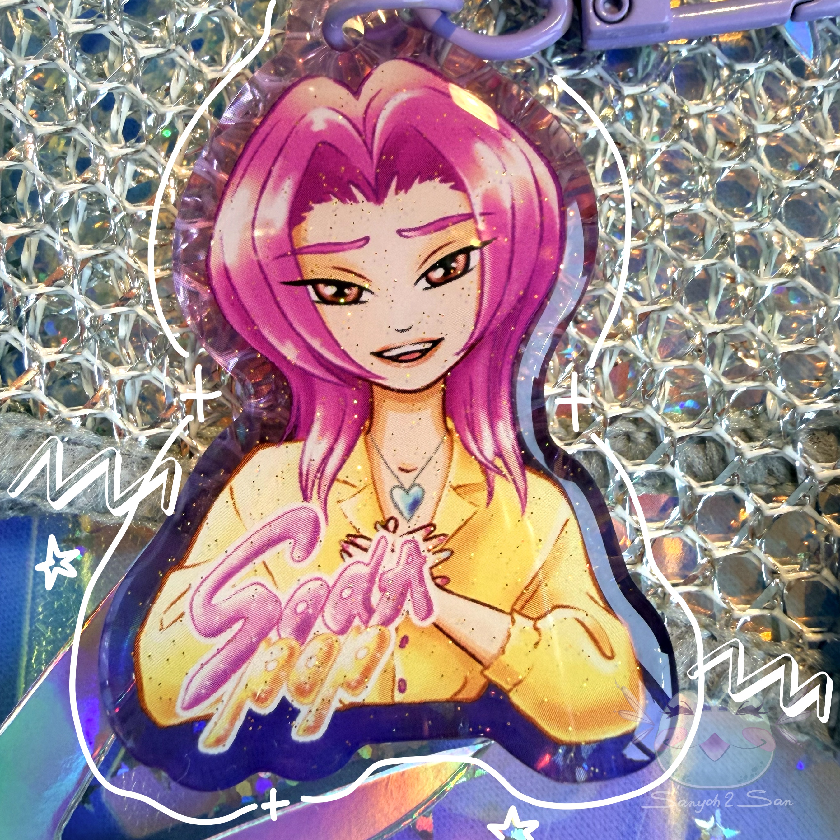 Брелок акрил дв-ый, глиттер, 5 см, KPOP D.H., ROMANCE