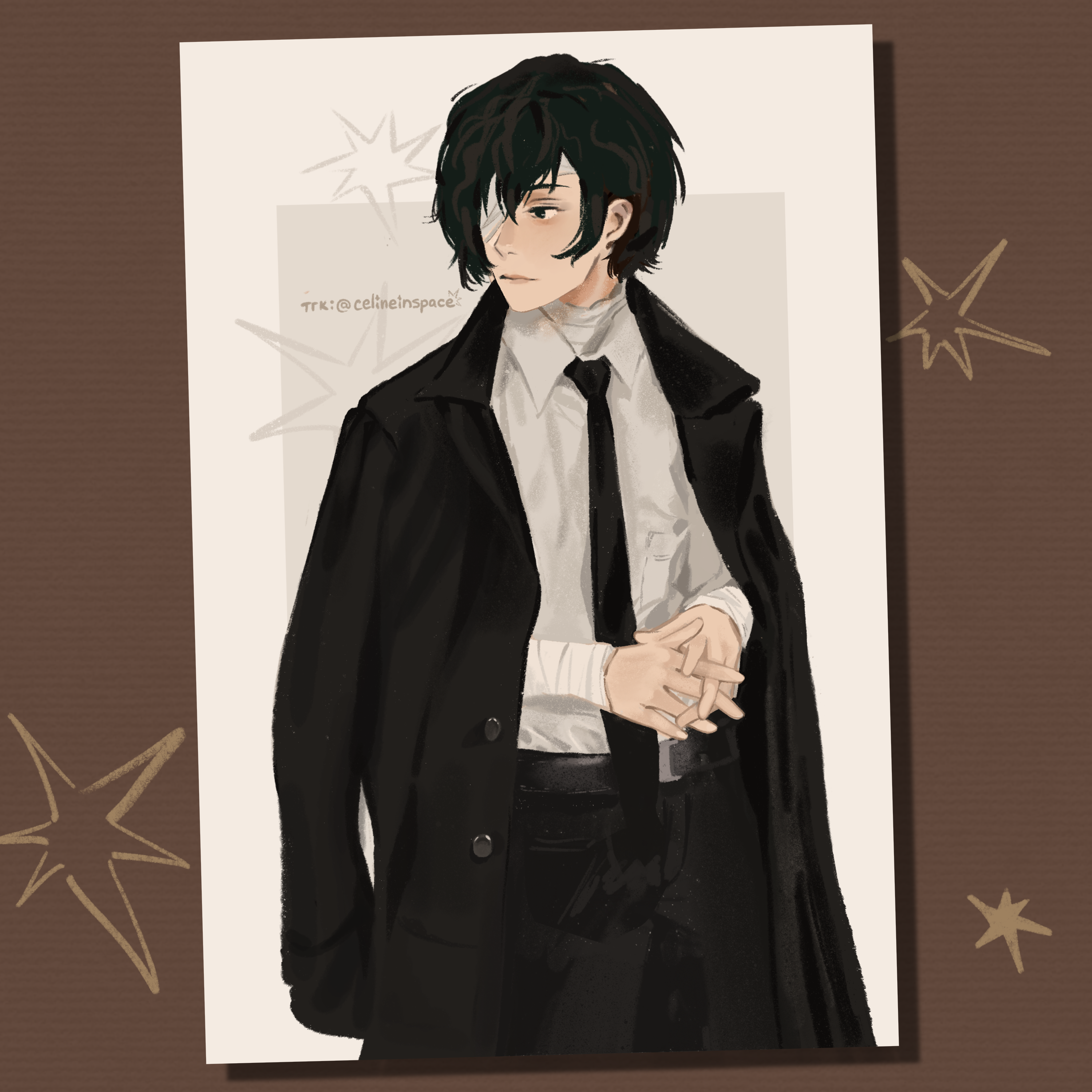 Открытка Дазай с блестками