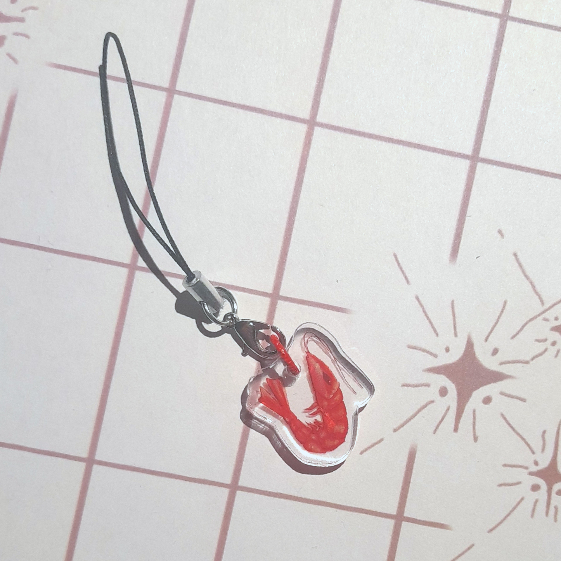 акриловый брелок 2см "шримп красный"