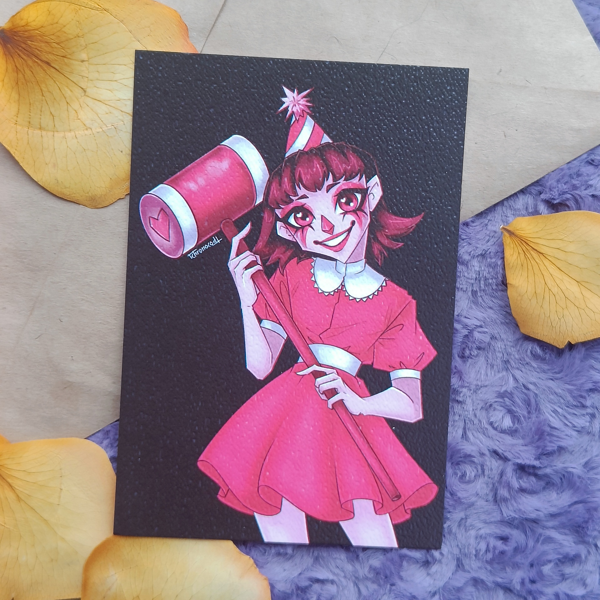 Принт 97х141 мм Клоунесса с молоточком