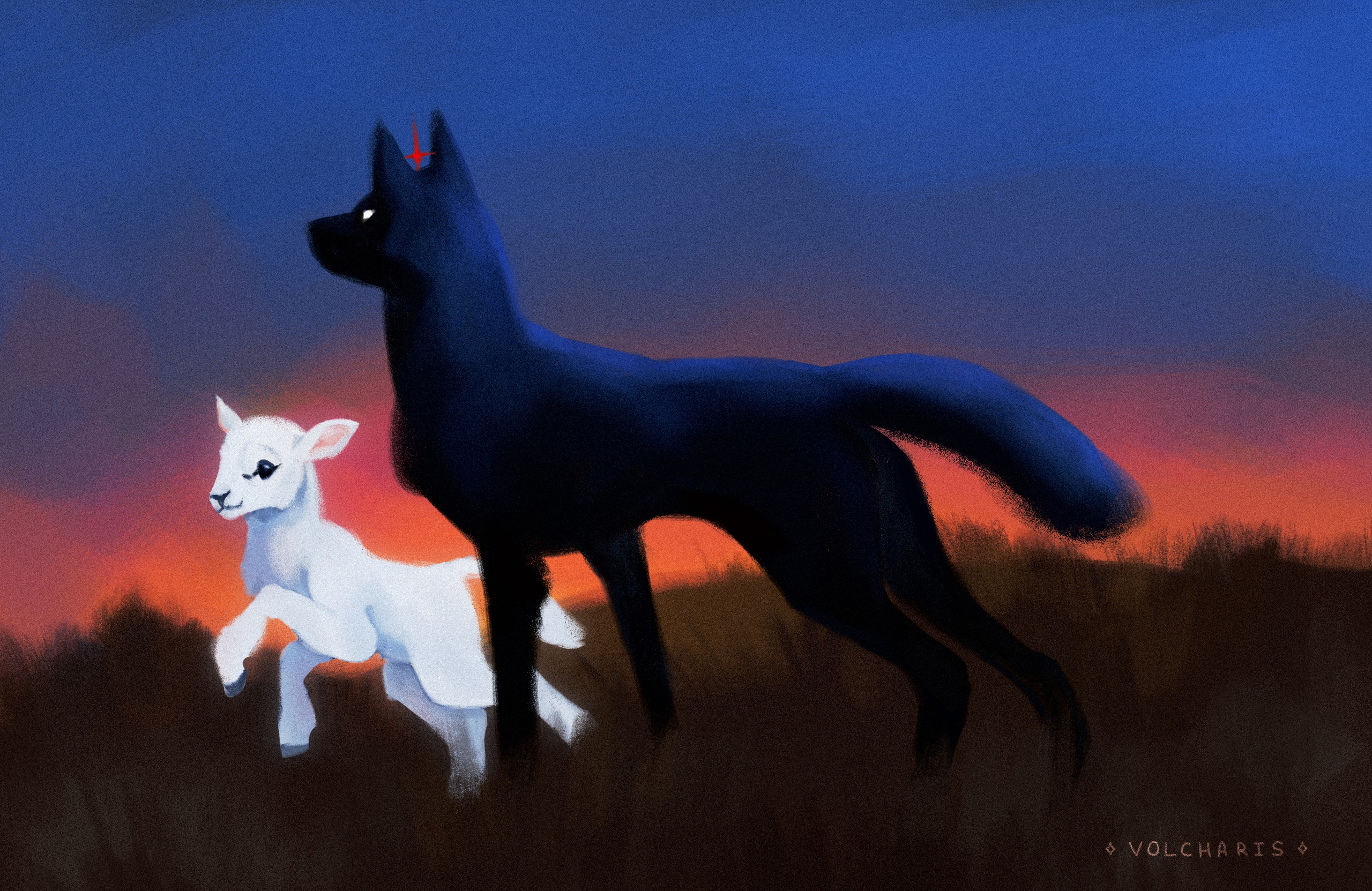 Открытка волк и овечка