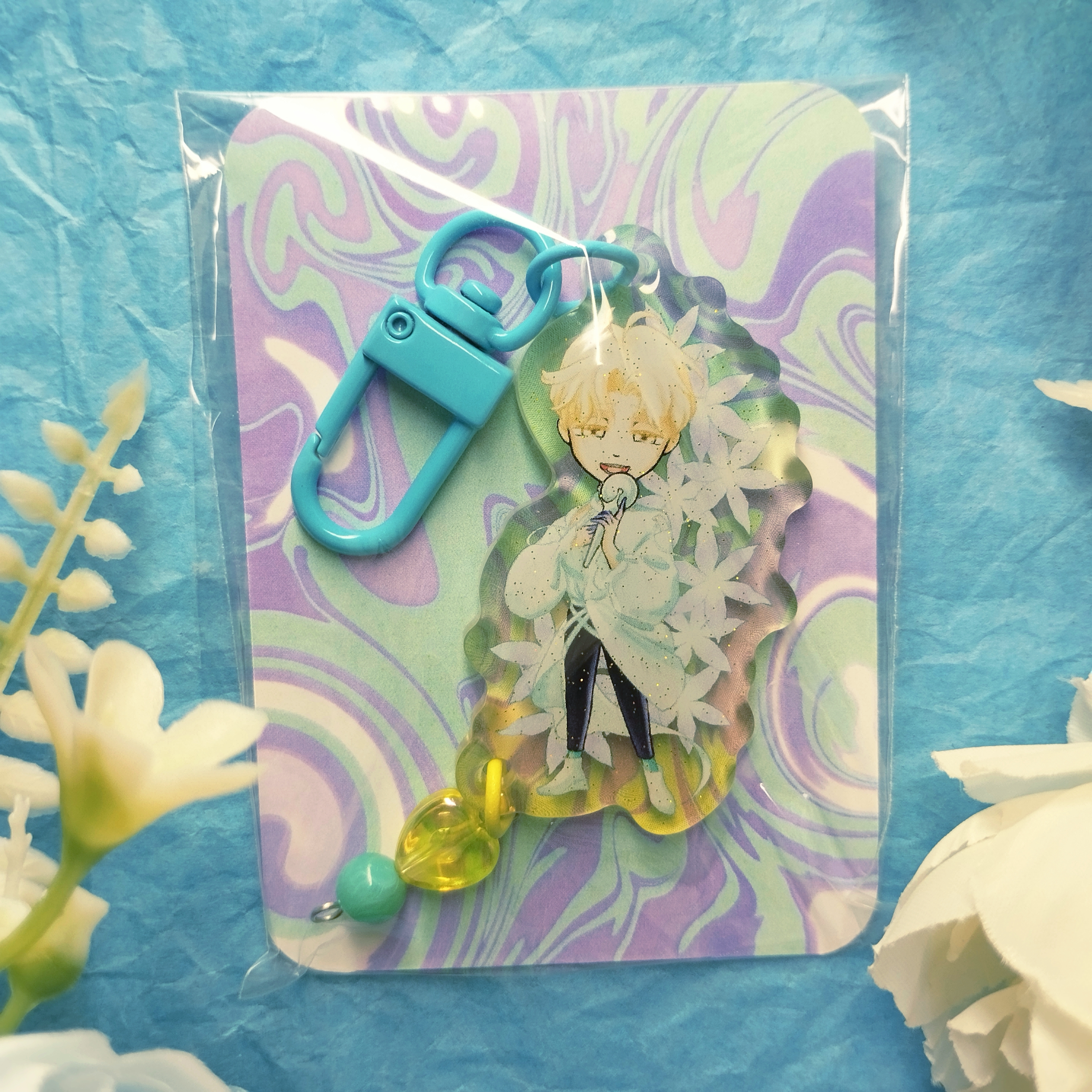 Брелок акрил дв-ый, глиттер, 5 см, ALNST, LUKA