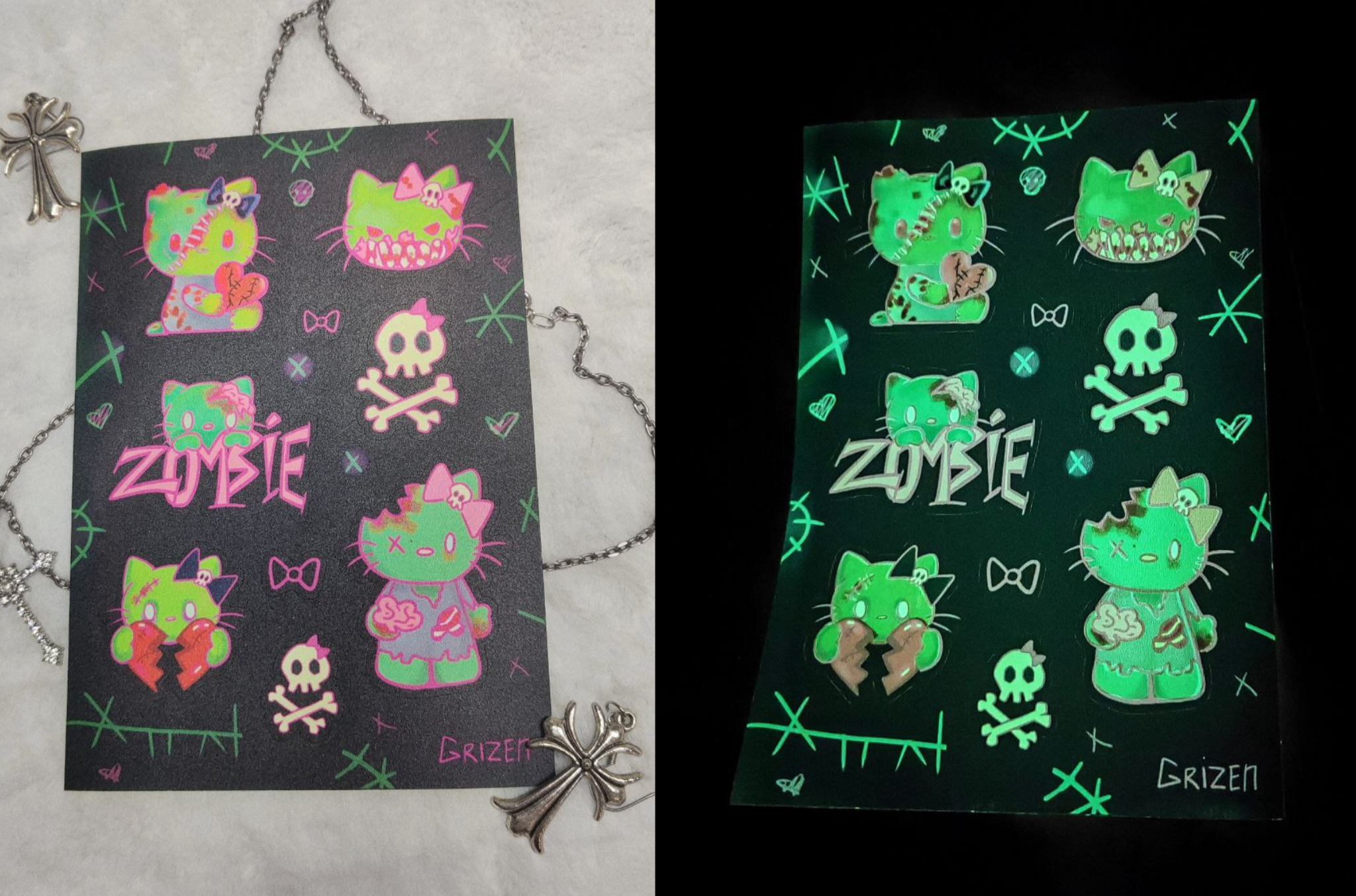 Стикерпак а6 светится в темноте зомби