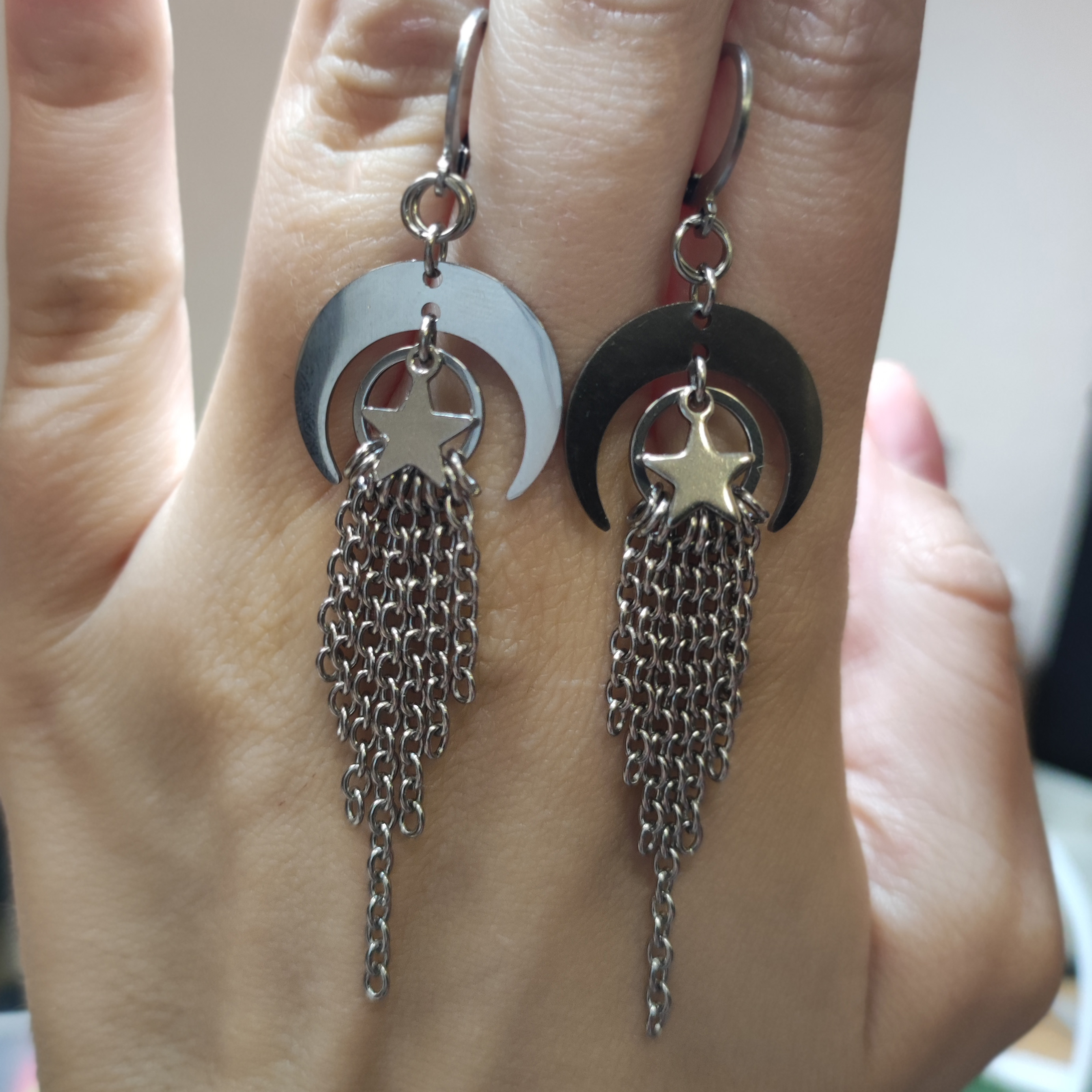 Серьги "Стальная луна" (нерж. сталь)