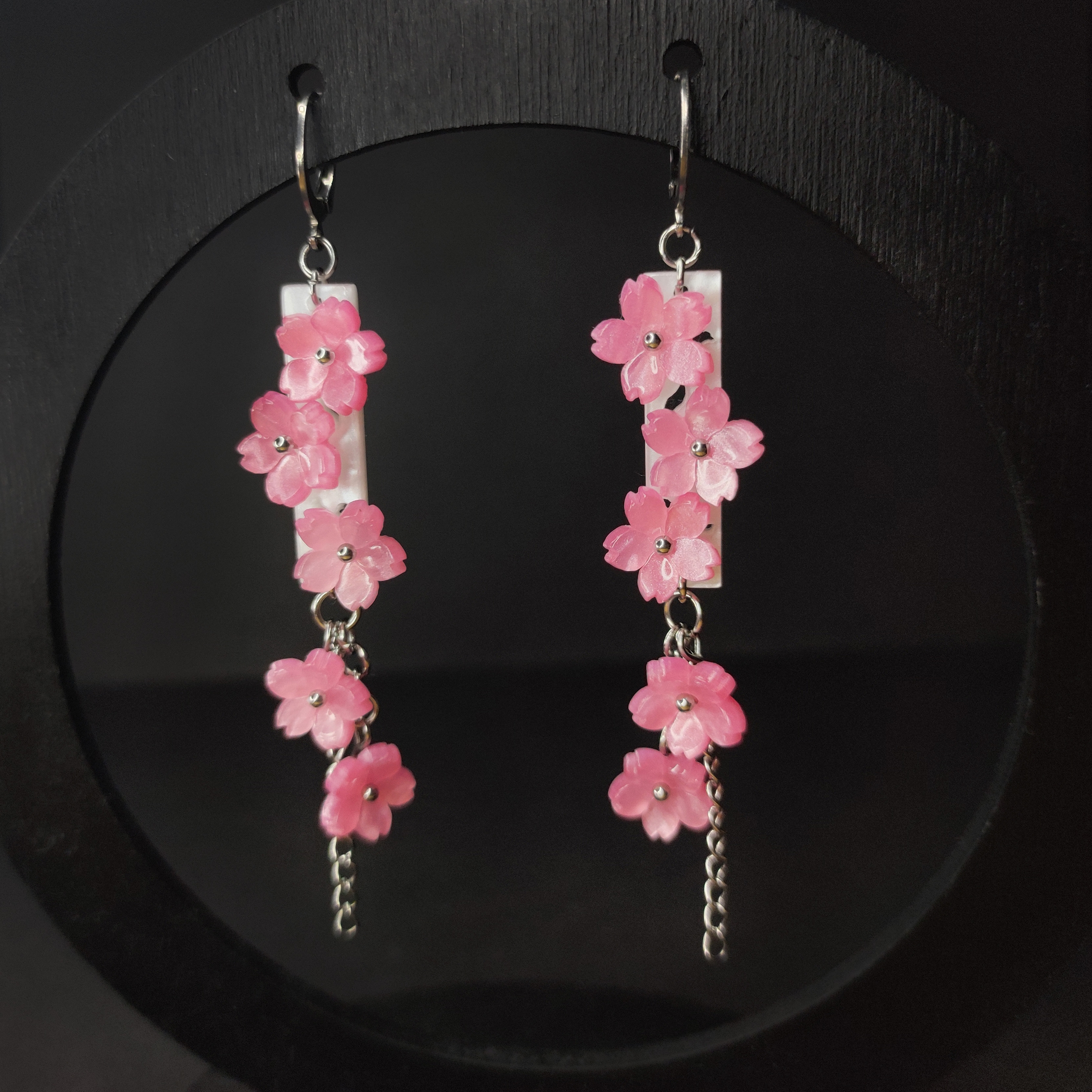 Серьги "Hanahaki" розовые (нерж. сталь)