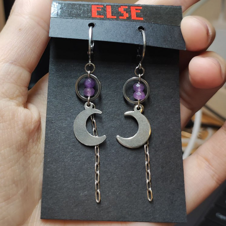 Серьги "Нефритовая луна" (нерж. сталь)