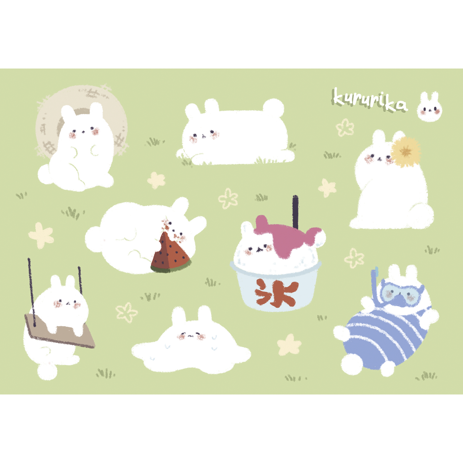 Стикерпак А6 зайцы лето