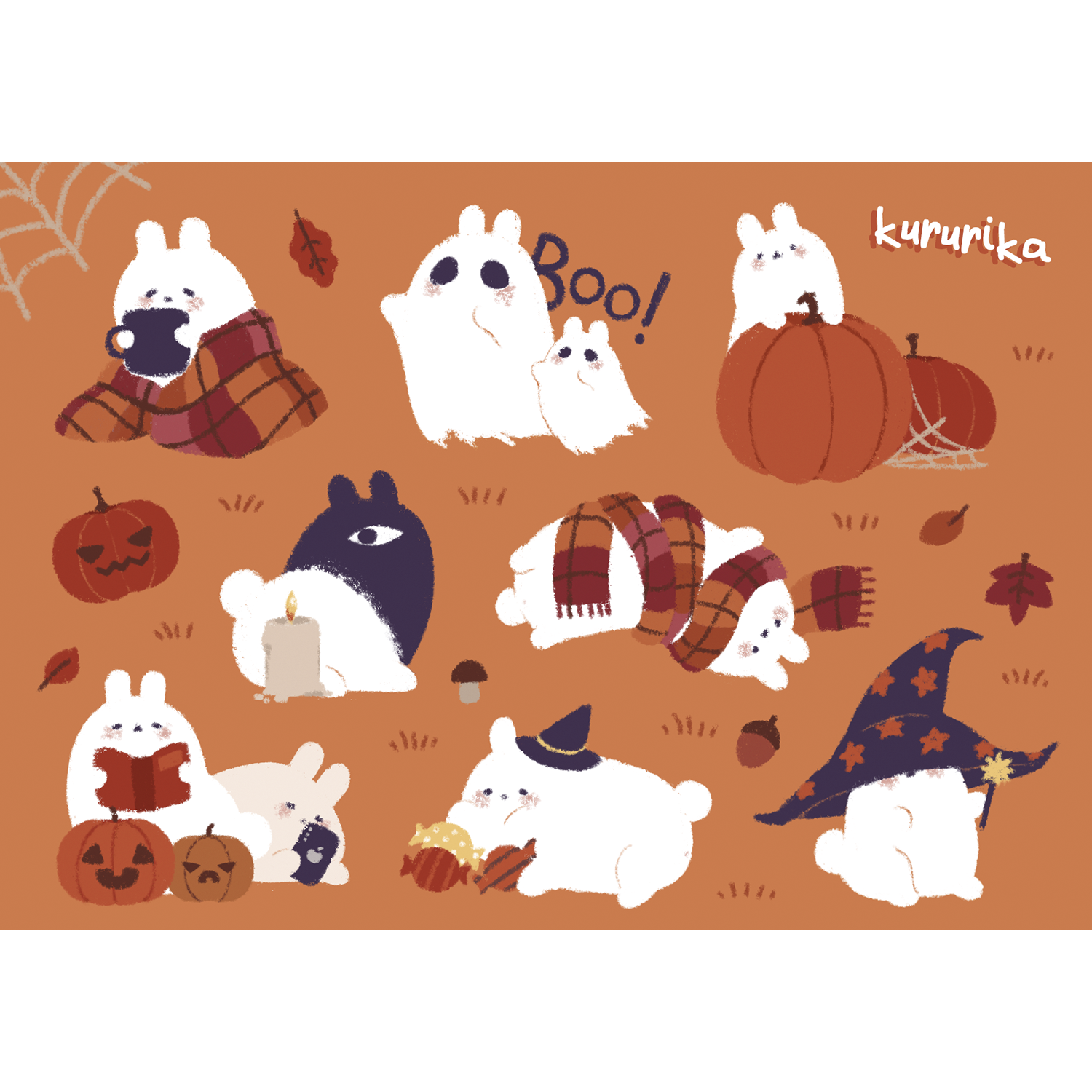 Стикерпак А6 зайцы осень