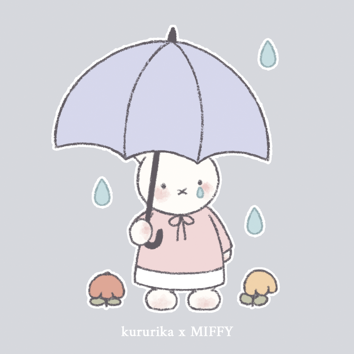 Открытка 10х10 Миффи серая