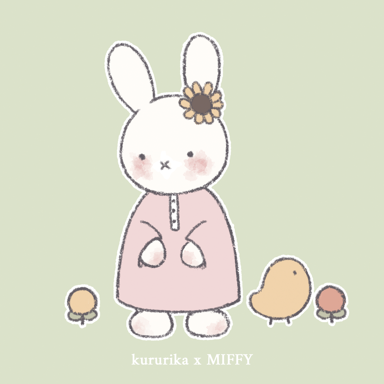 Открытка 10х10 Миффи зеленая