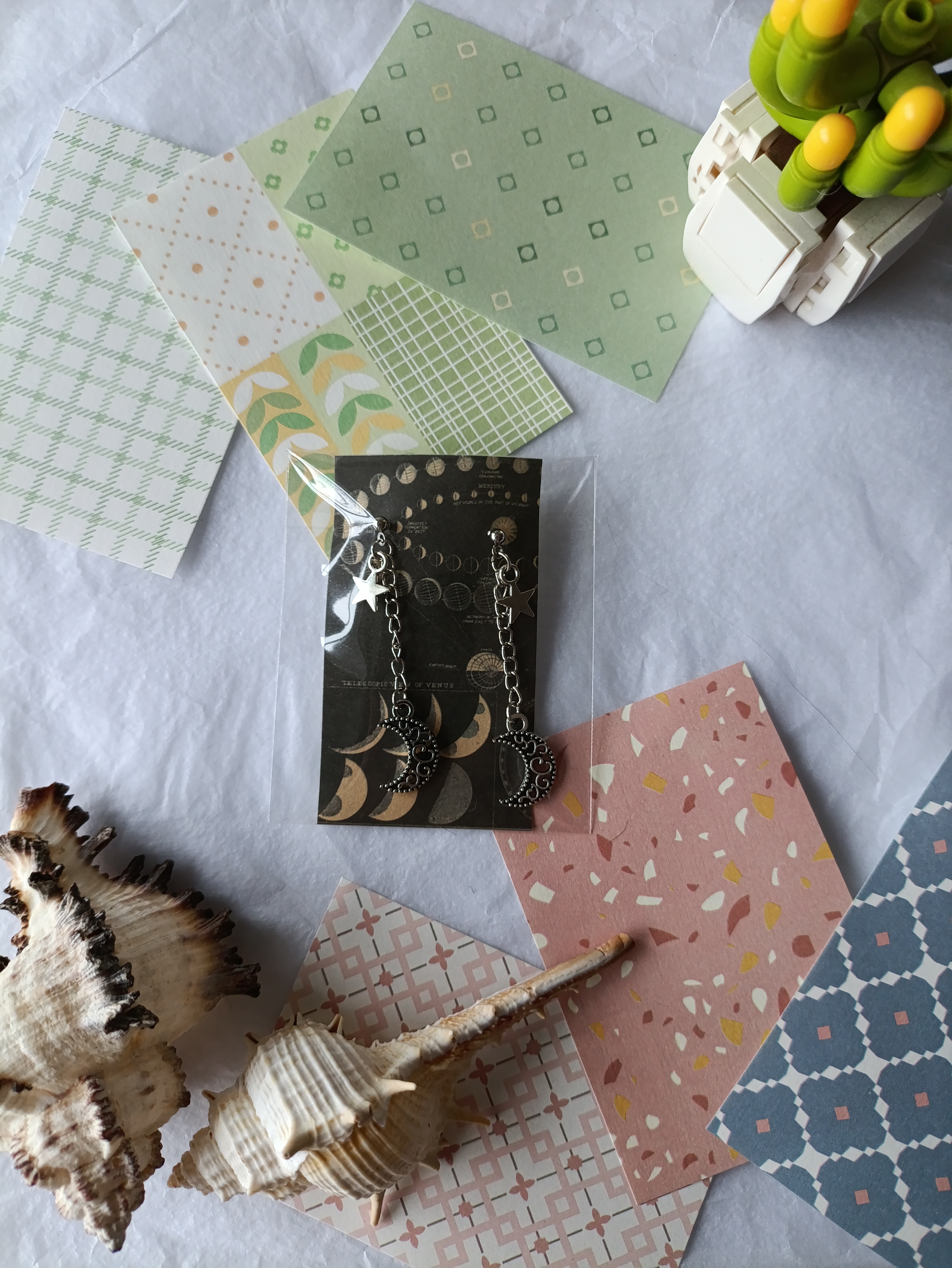 Серьги гвоздики Месяц и звезда