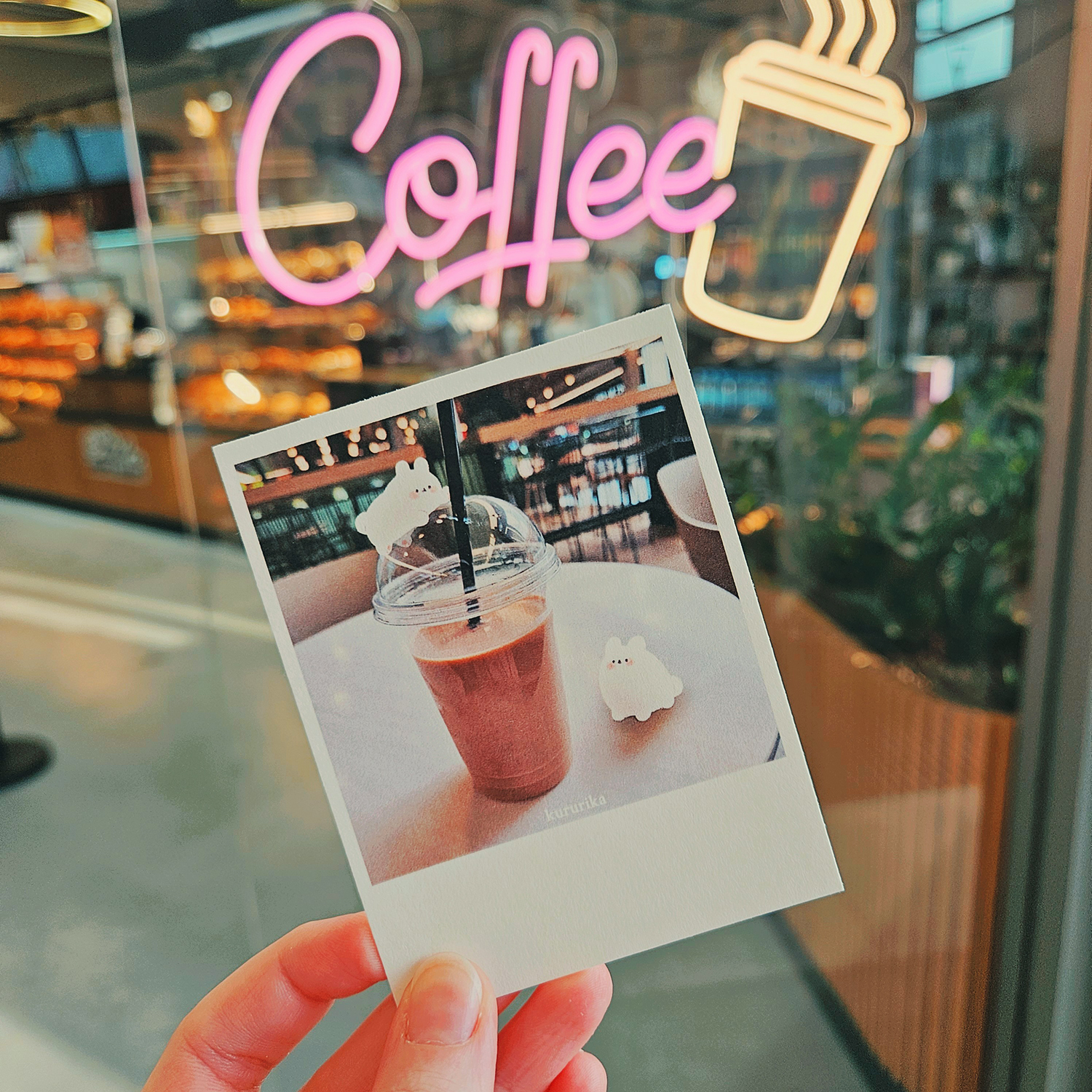 Открытка Polaroid кофе