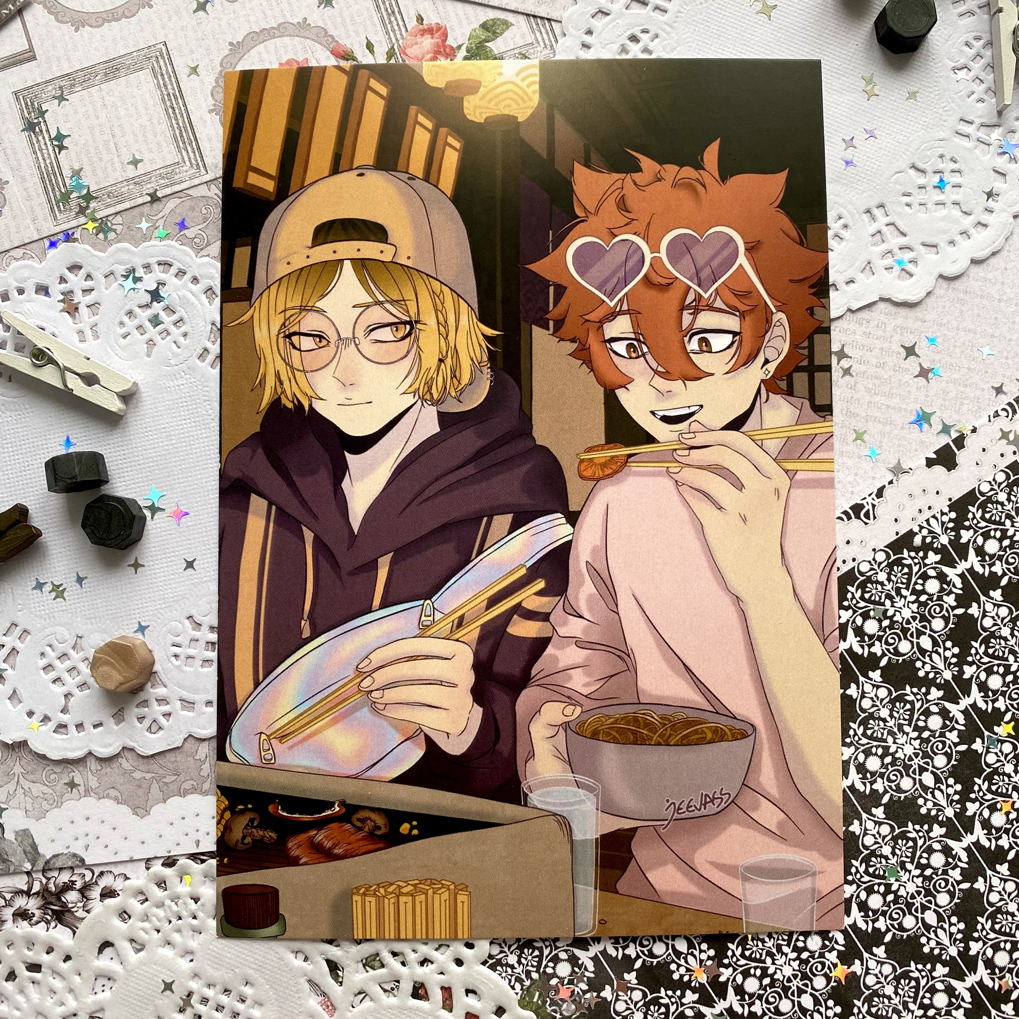 Открытка "Кенма и Хината"