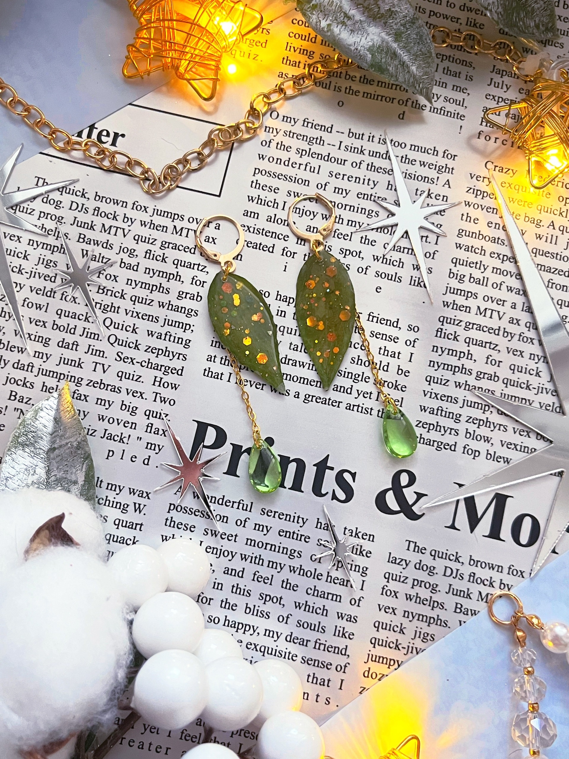 Серьги "Листья" зеленые