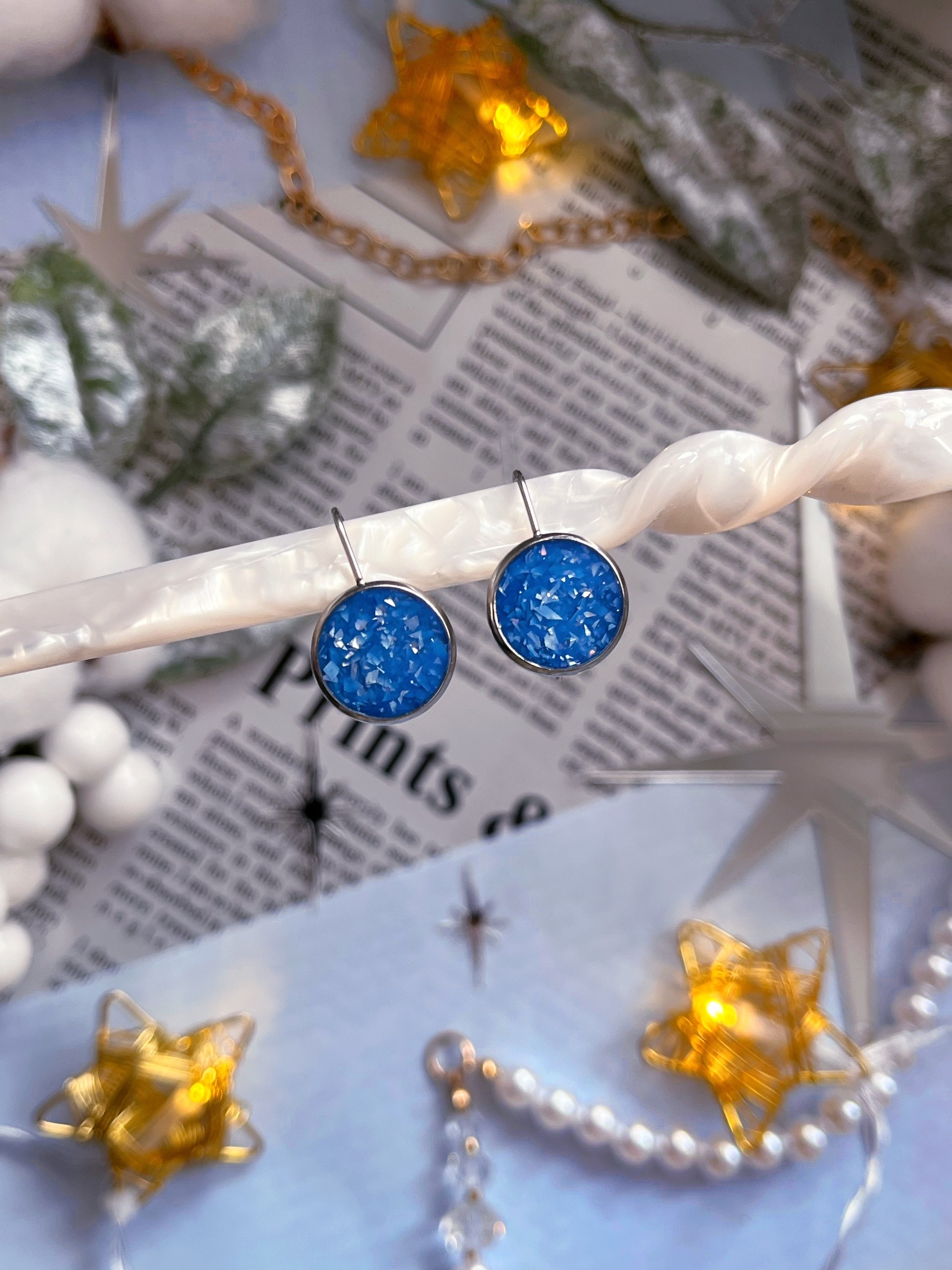 Серьги "Осколки" синие