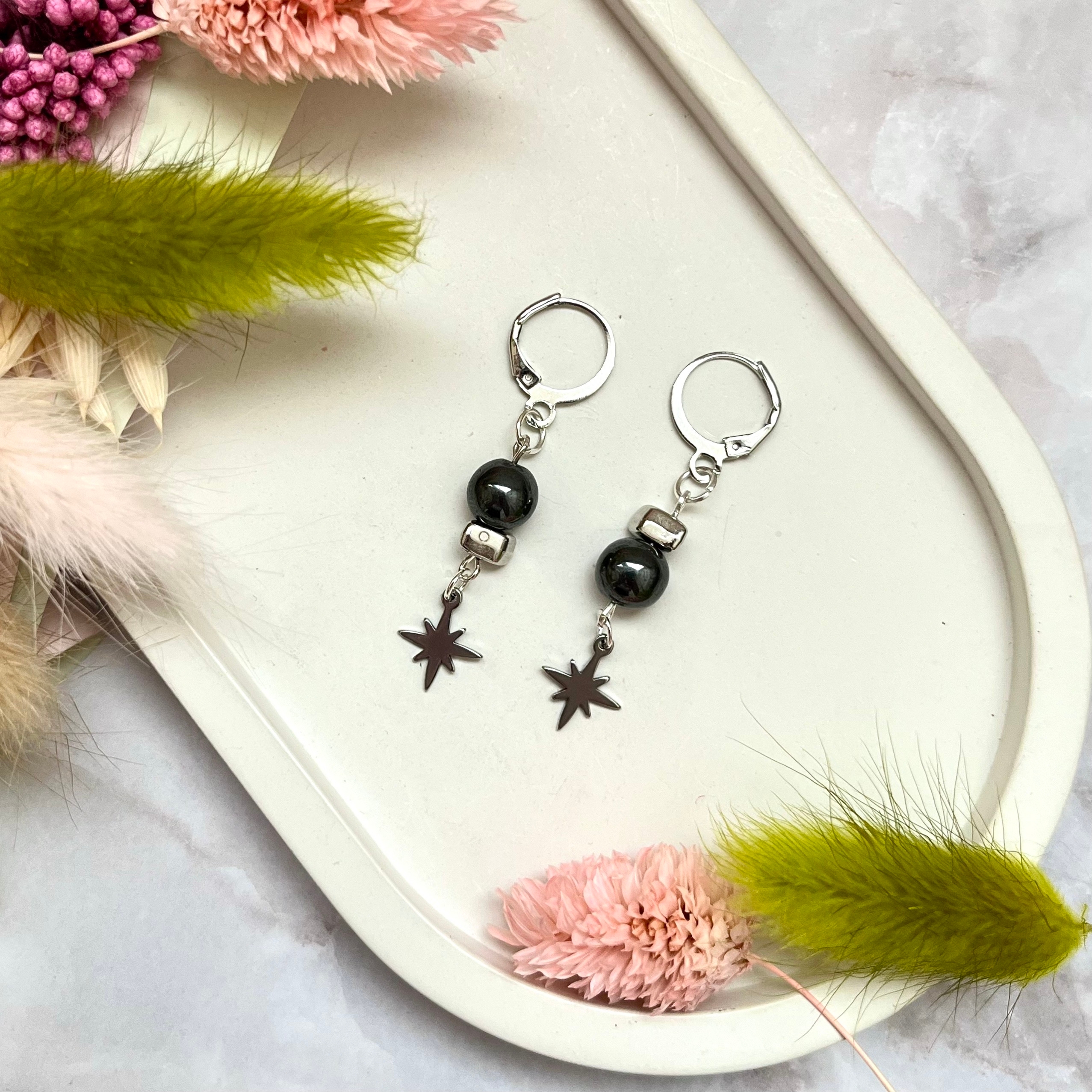 Серьги гематит M