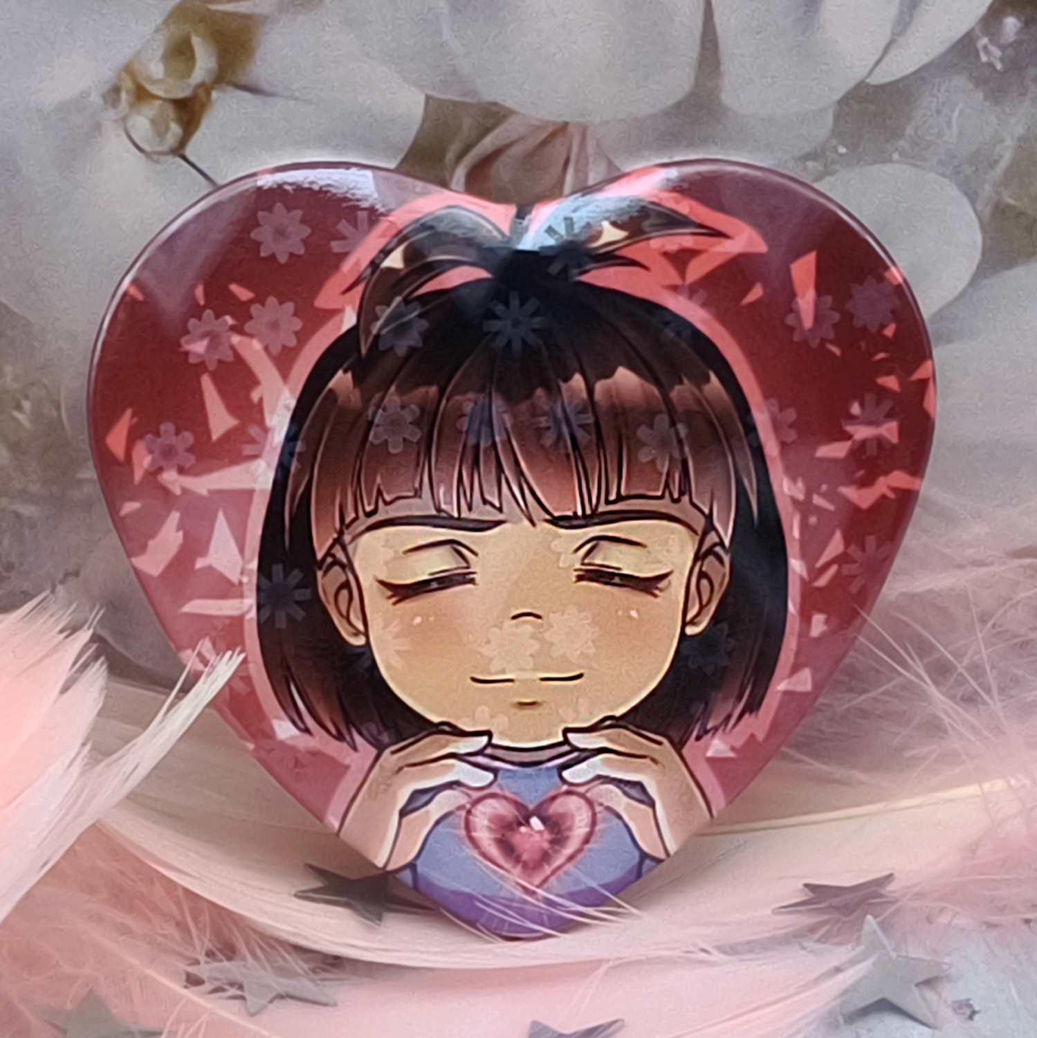 Значок-сердце Фриск (голо-сердечки)