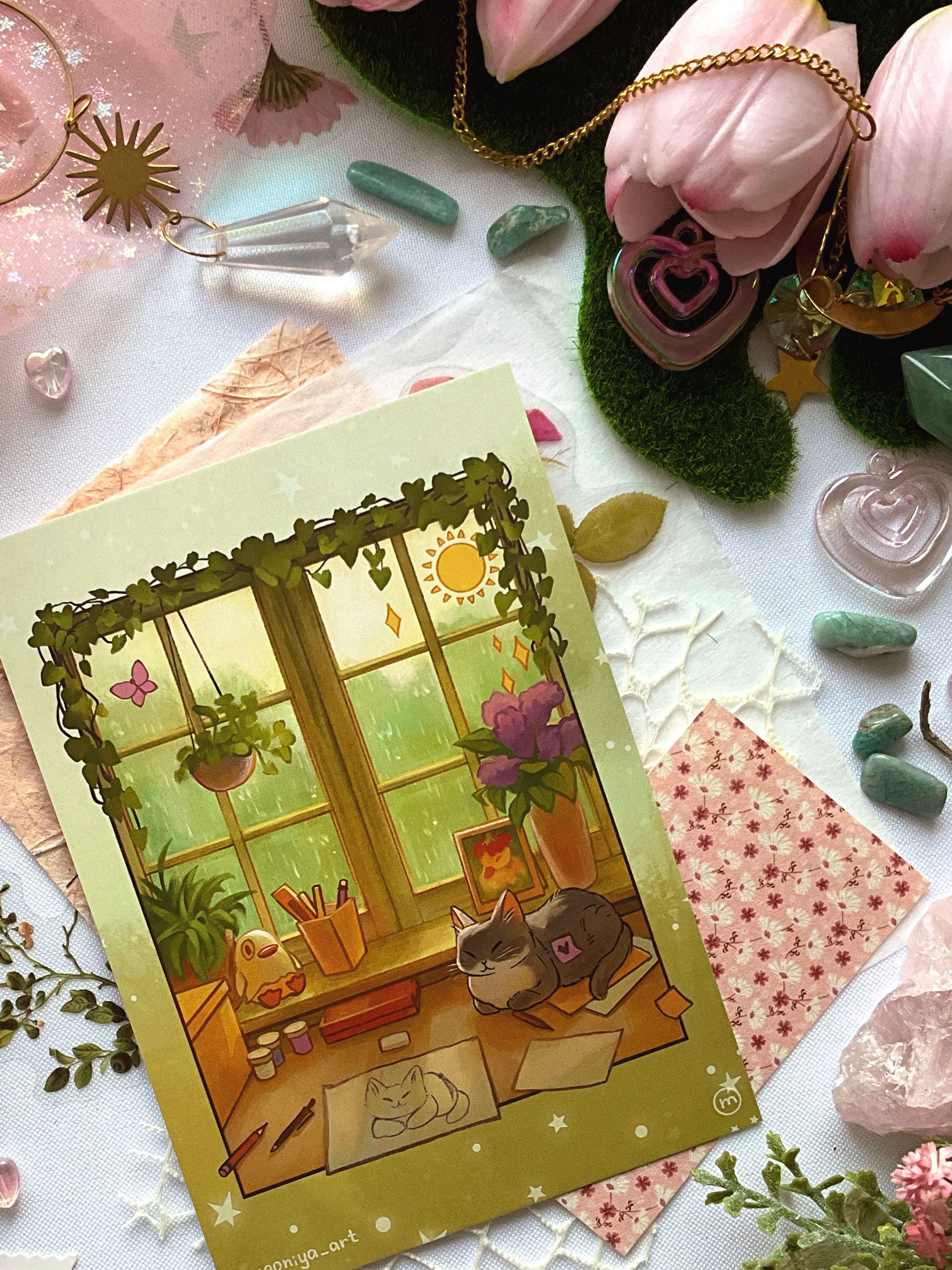 Открытка "Котик дождь"