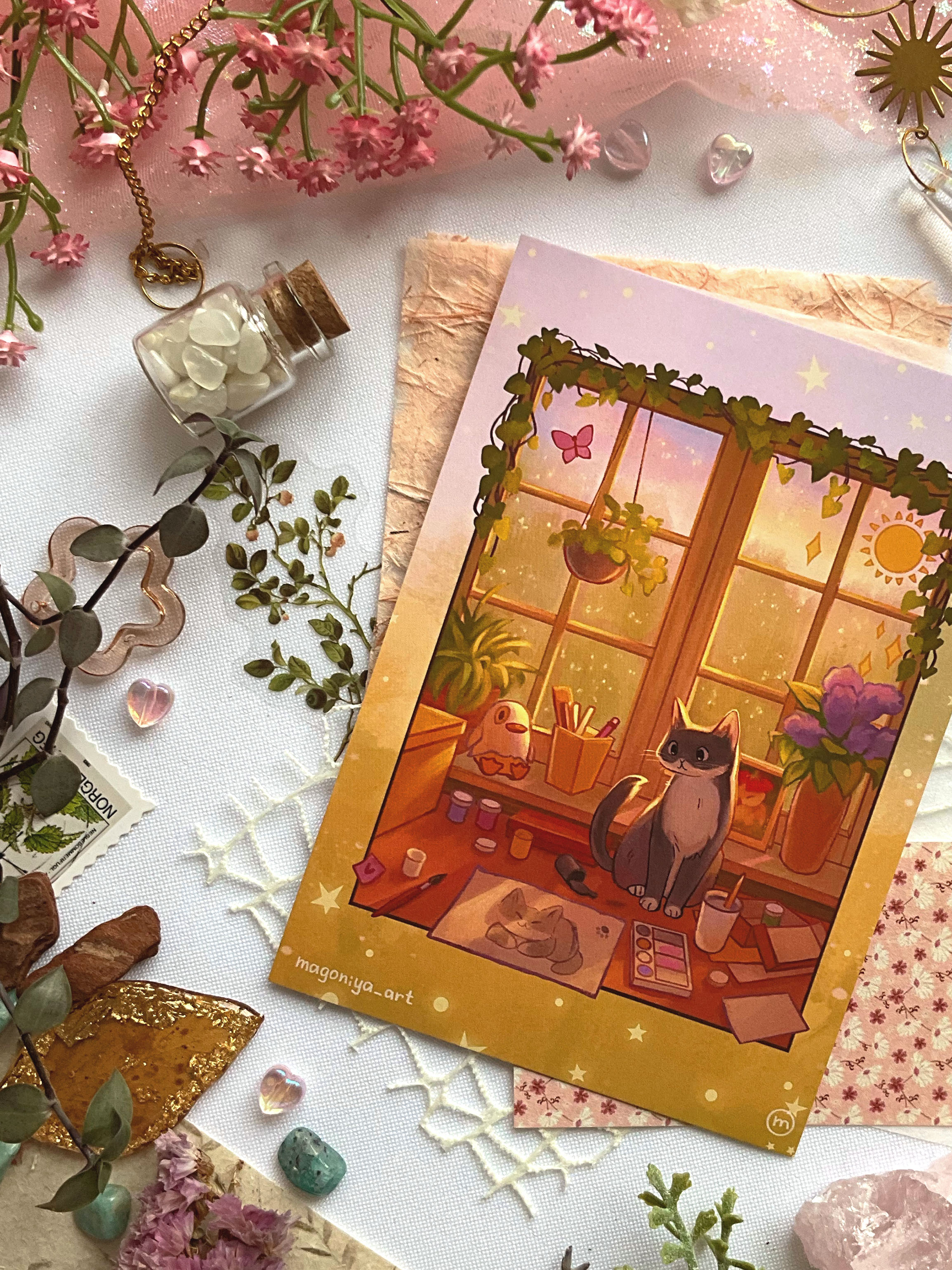 Открытка "Котик закат"