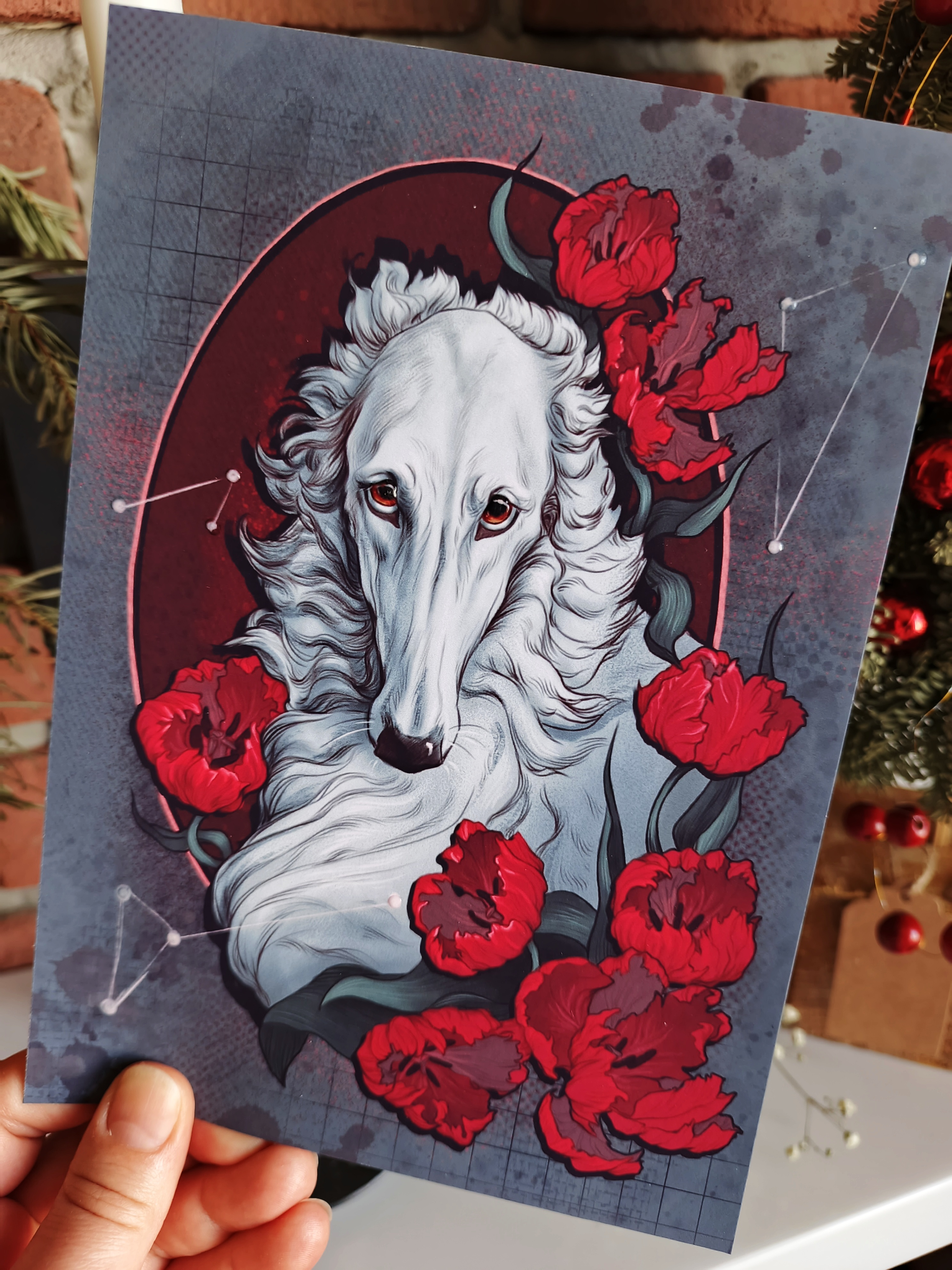 Принт А5 "Собака красная"