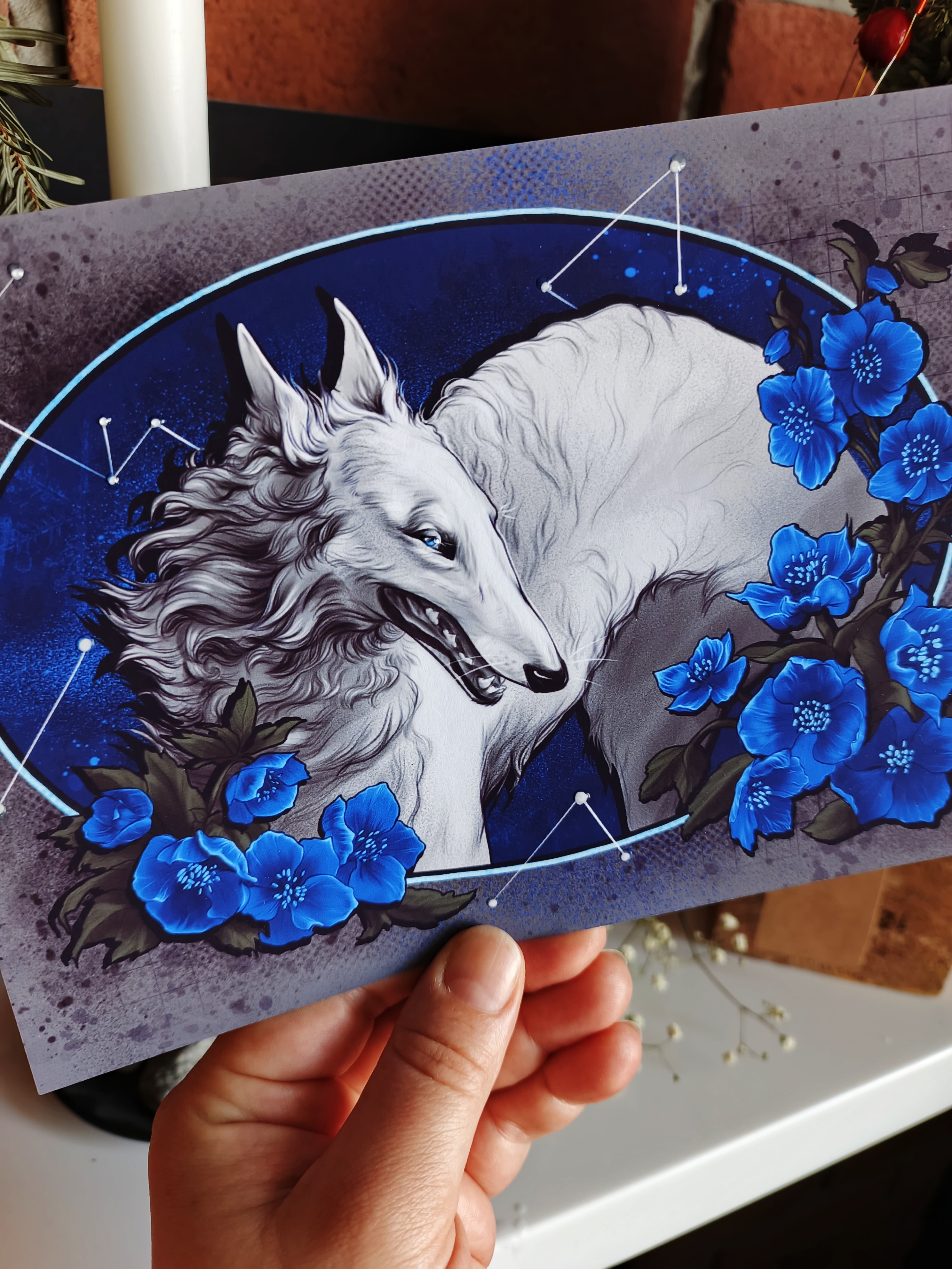 Принт А5 "Собака синяя"