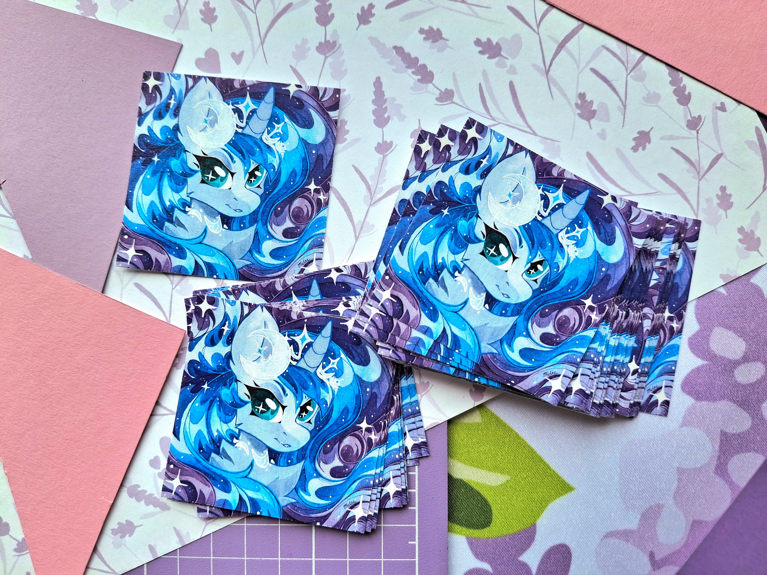 Бумажная наклейка Луна акварельная