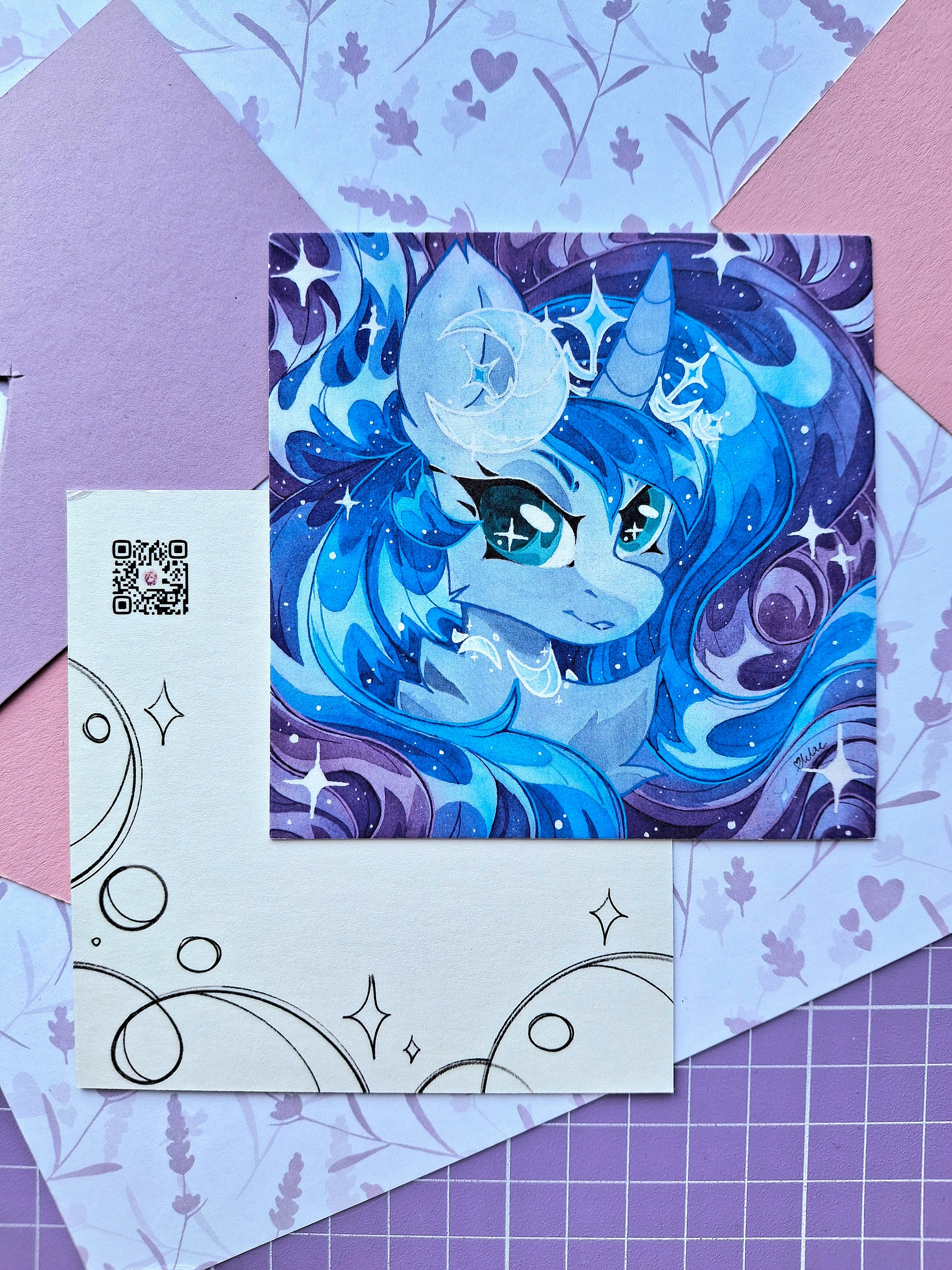 Открытка Луна акварельная