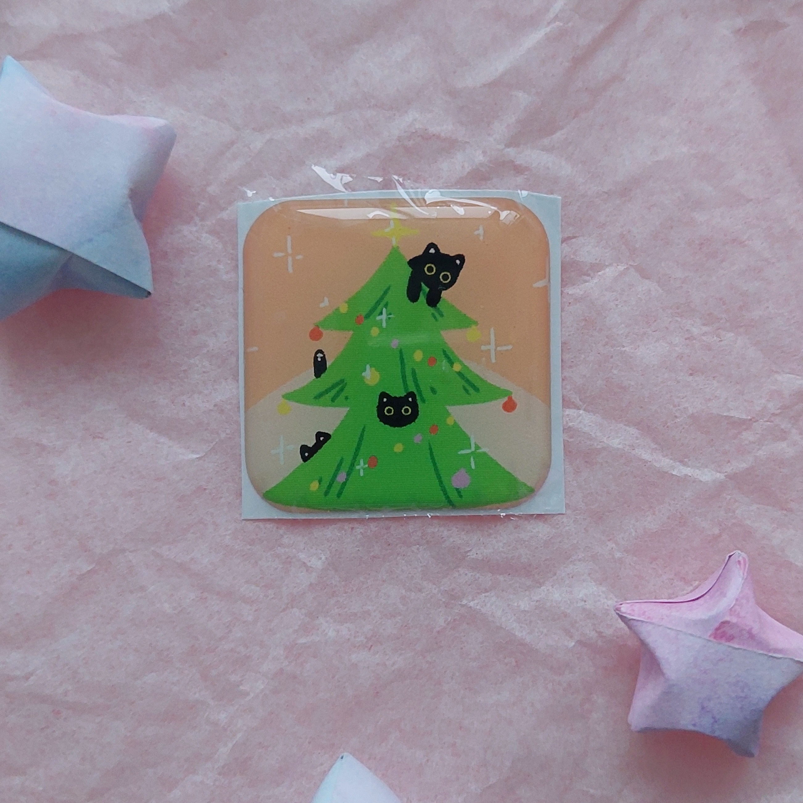 д-стикер кот елка