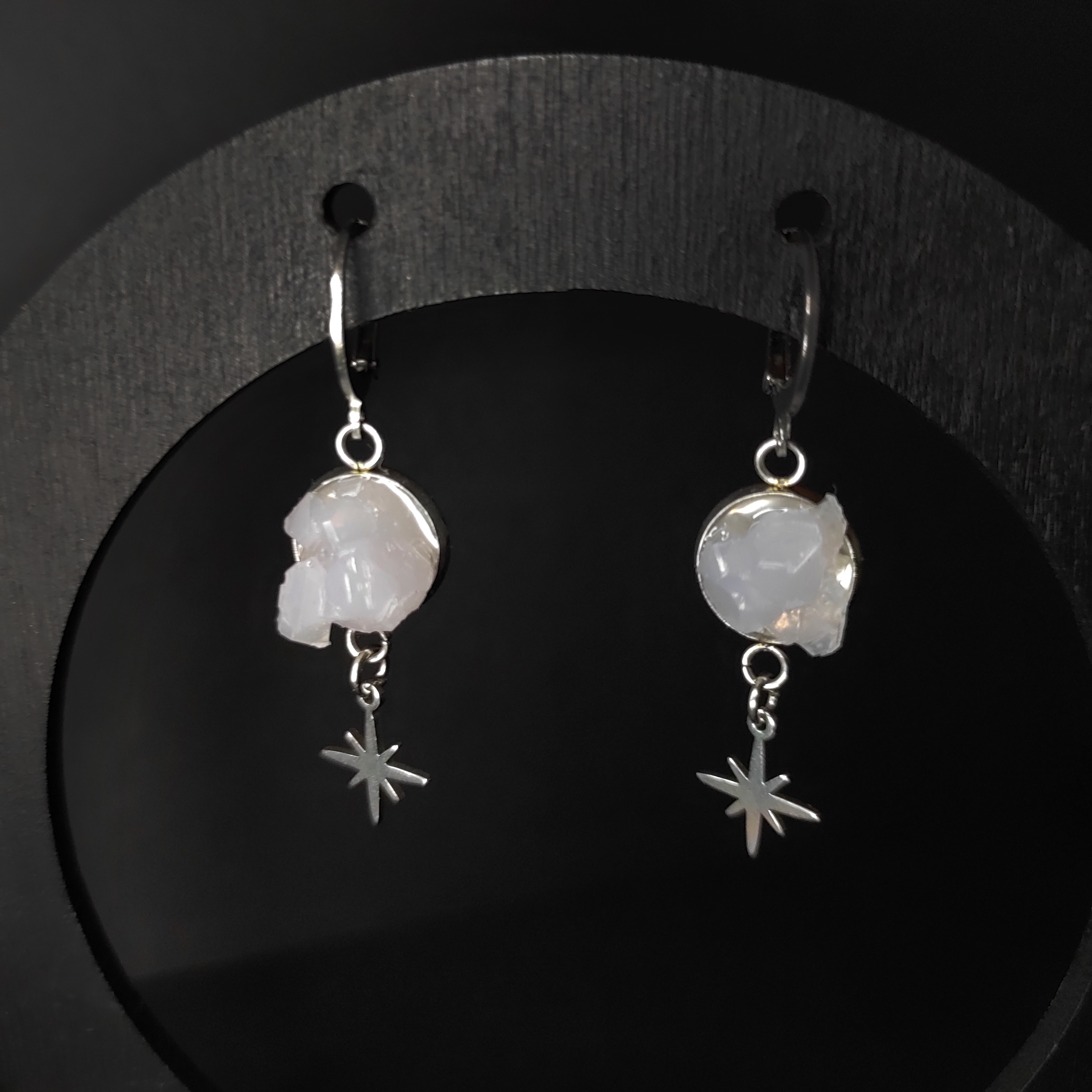 Серьги "Кристаллизация" розовые (нерж. сталь)