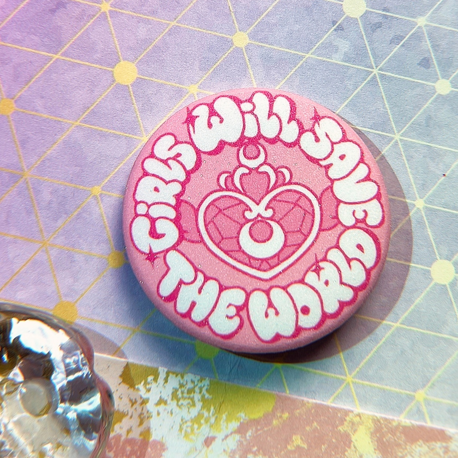 Значок-круг 37мм Надпись Girls