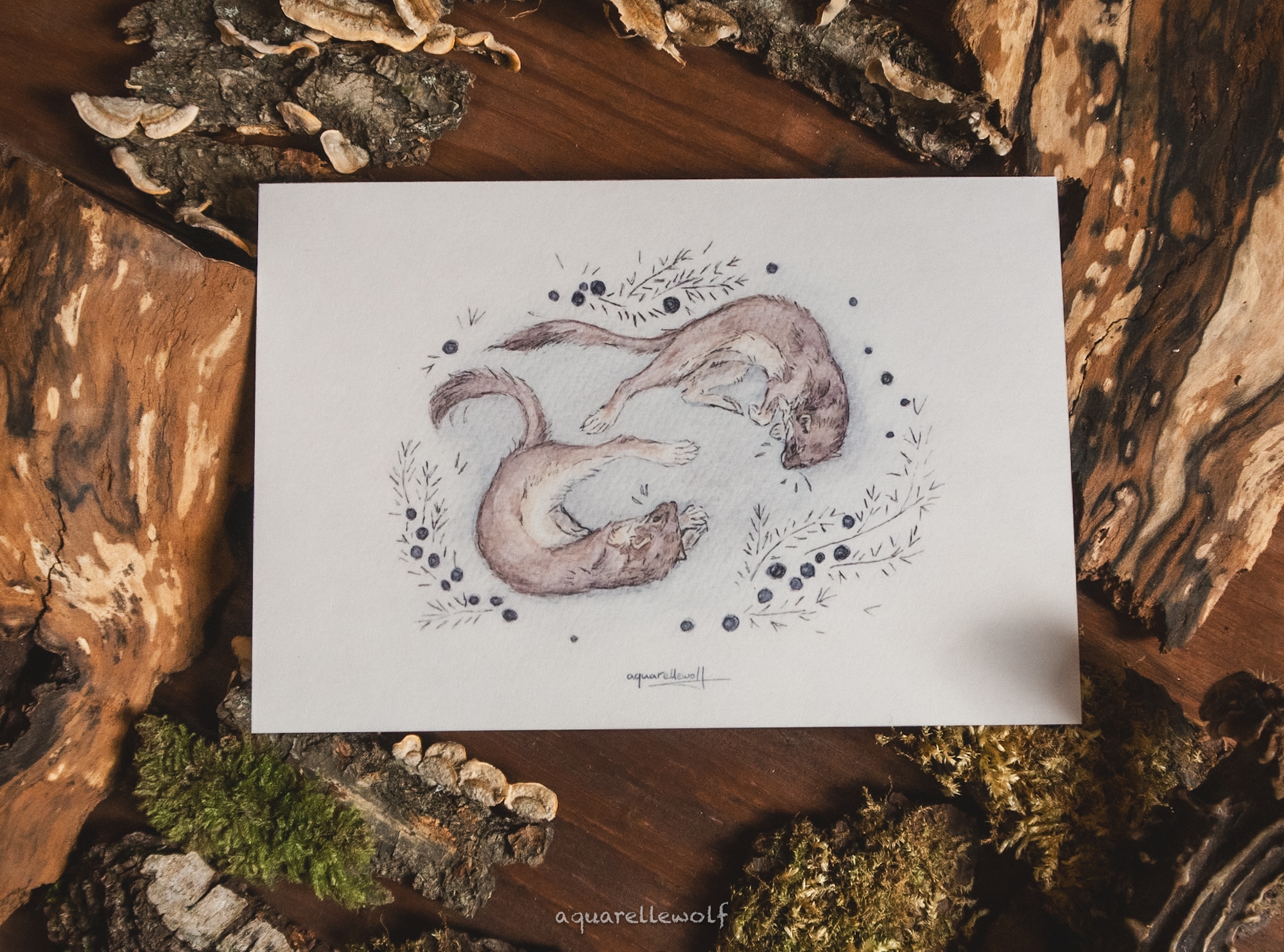 Открытка “Горностаи” А6