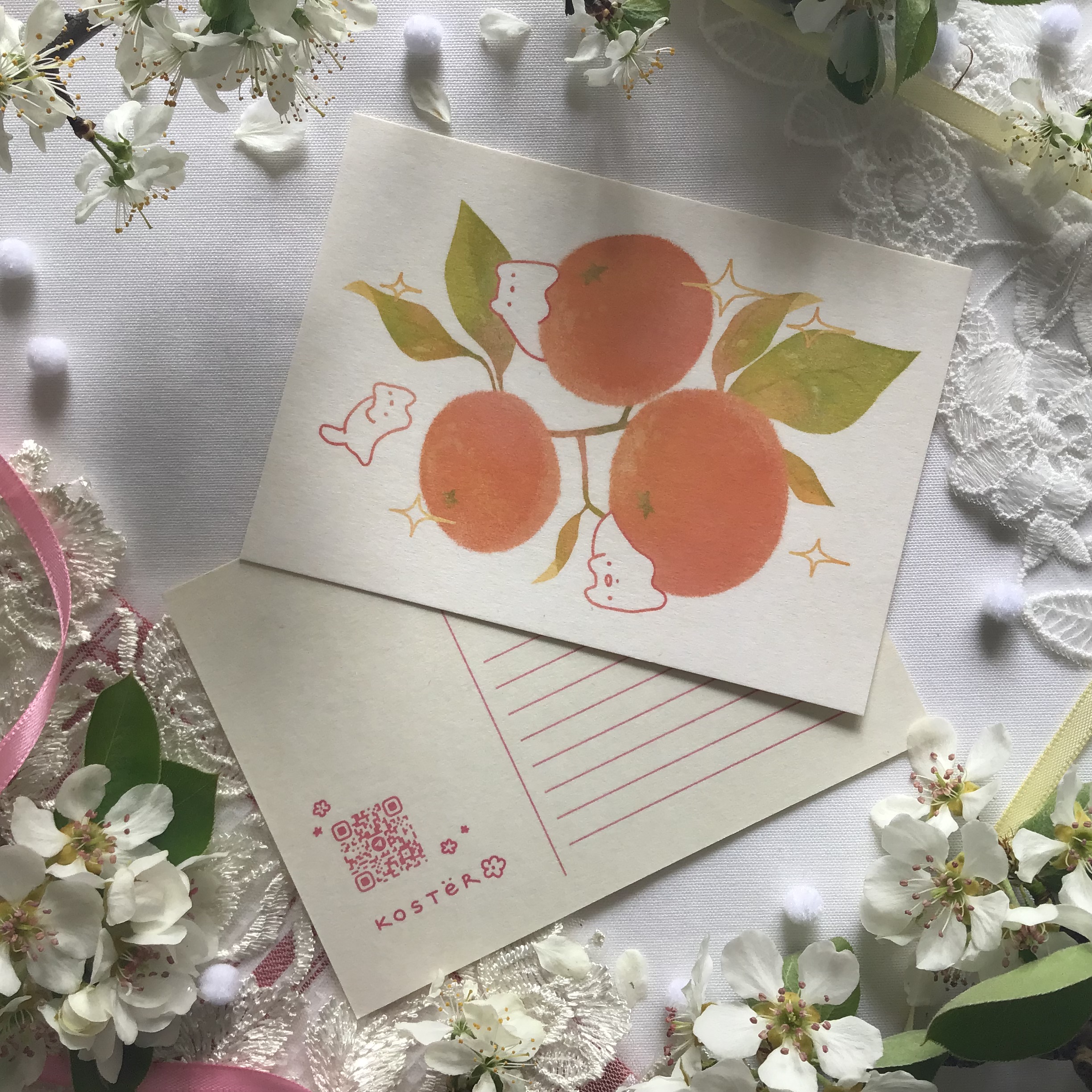 Открытка А6 “Мандариновые коты”