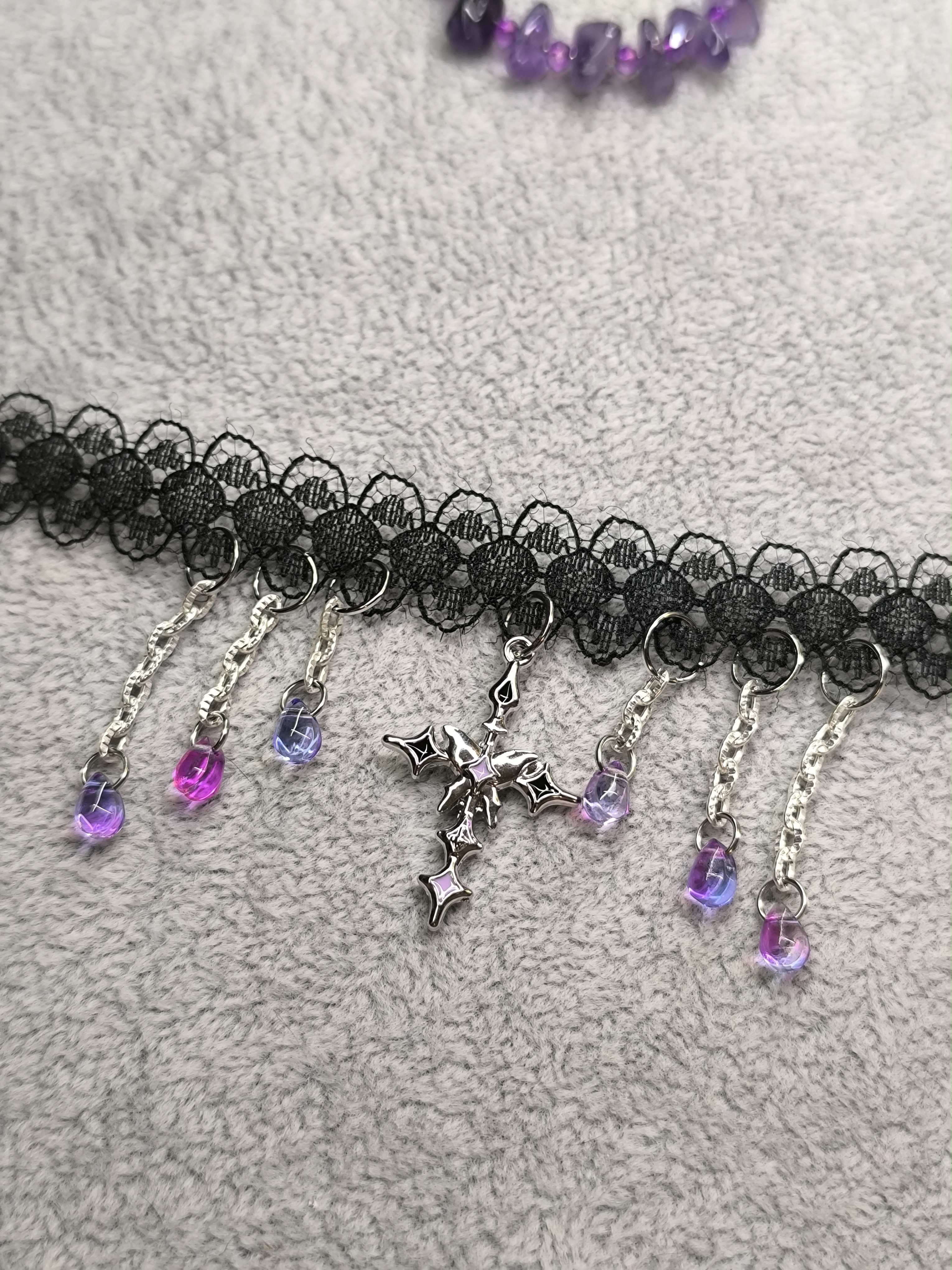 Чокер синий крест