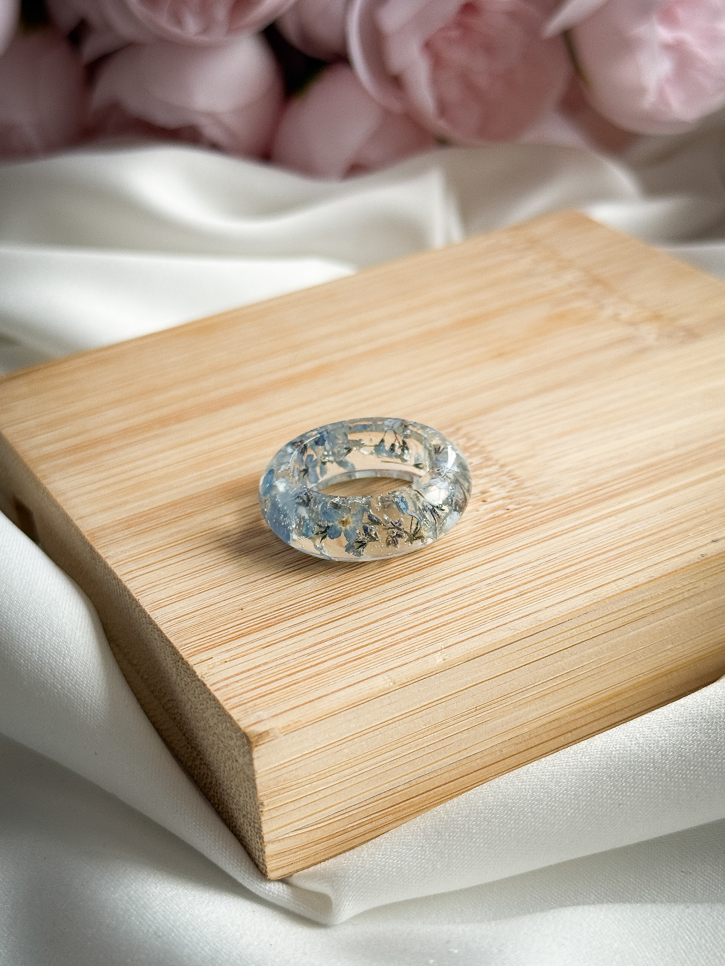 Кольцо с незабудкой объемное 16 р.