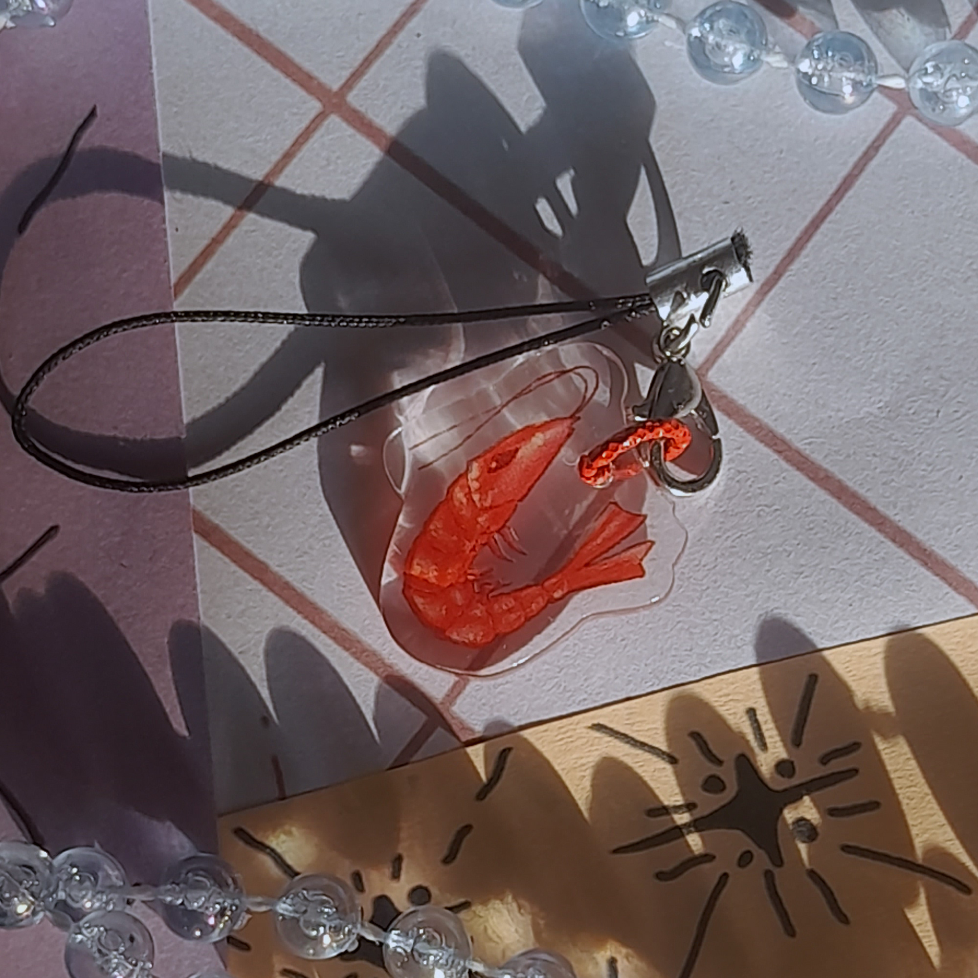 акриловый брелок 2см "шримп красный"