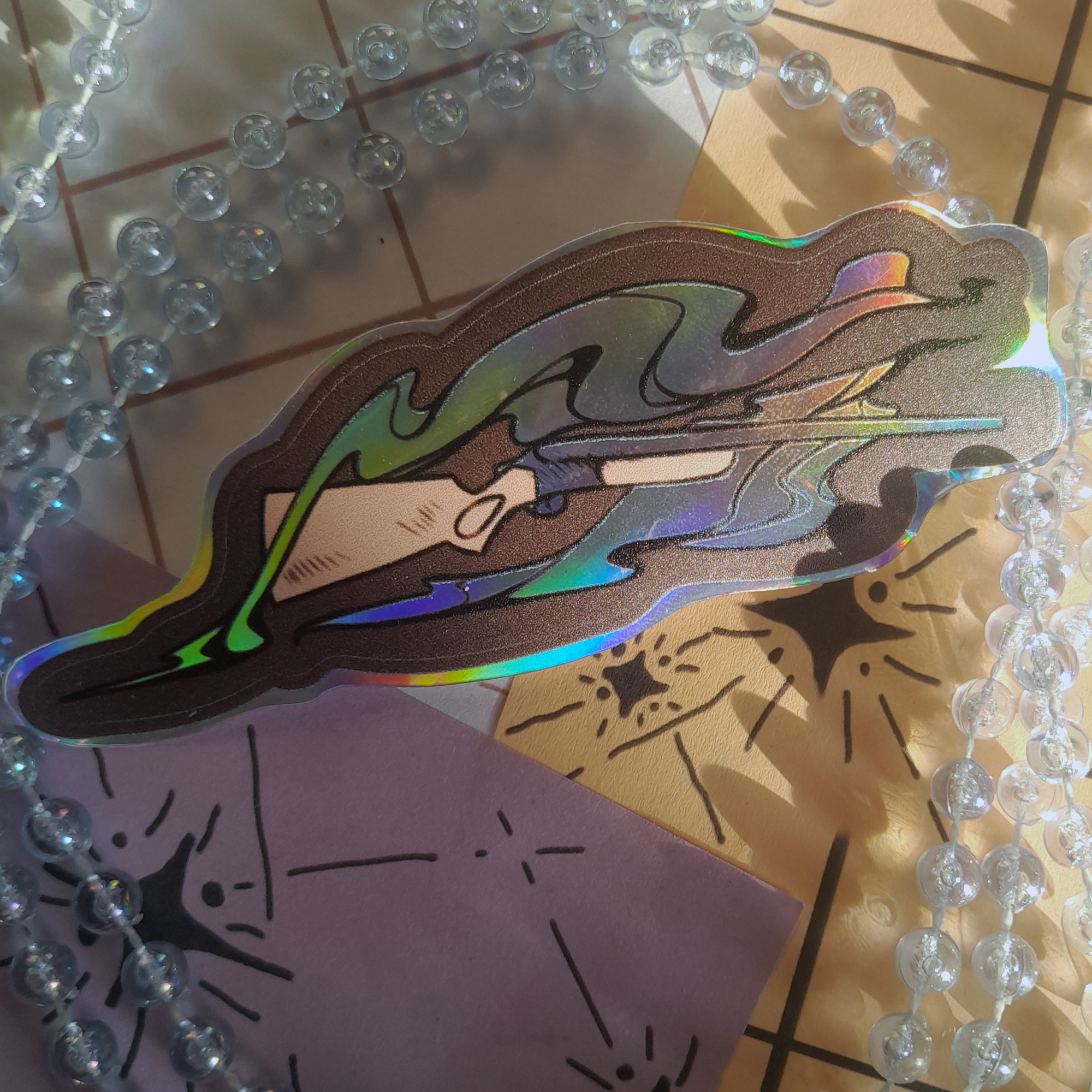 одиночный голо-стикер "ружьё"