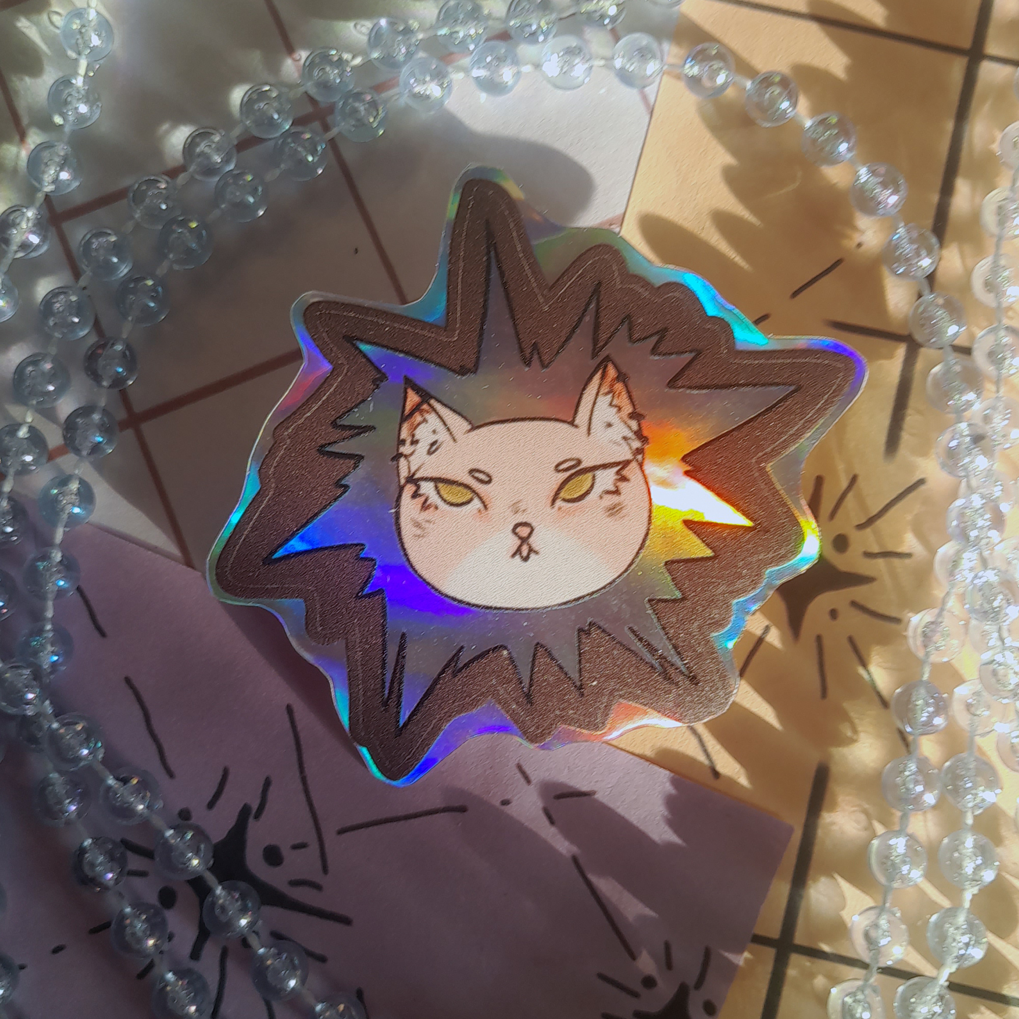 одиночный голо-стикер "кот"